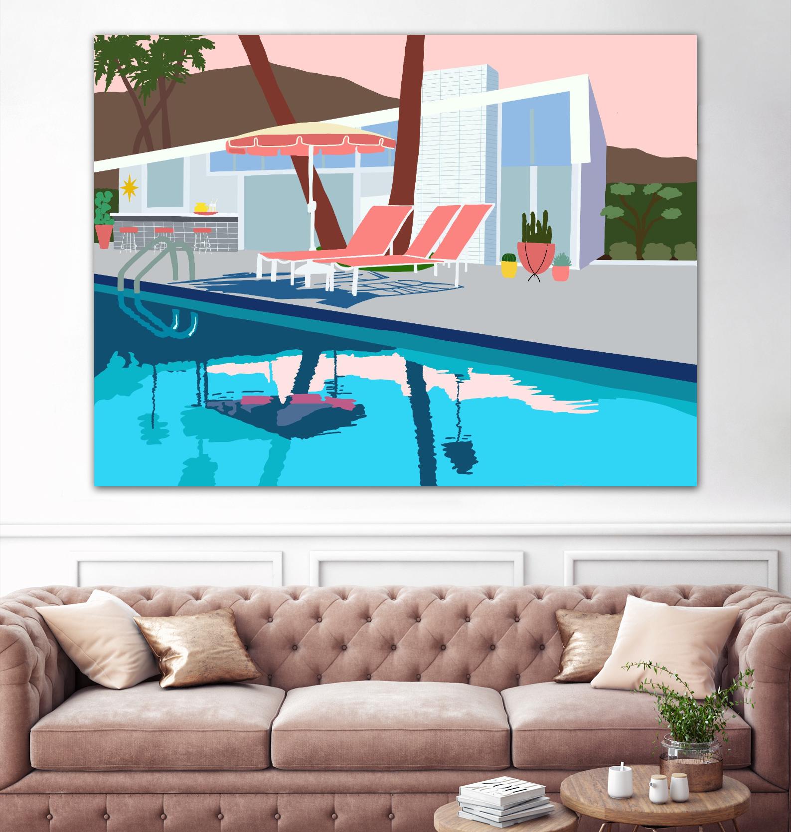 Pool Lounge Pink Chairs by Jen Bucheli on GIANT ART - decorative