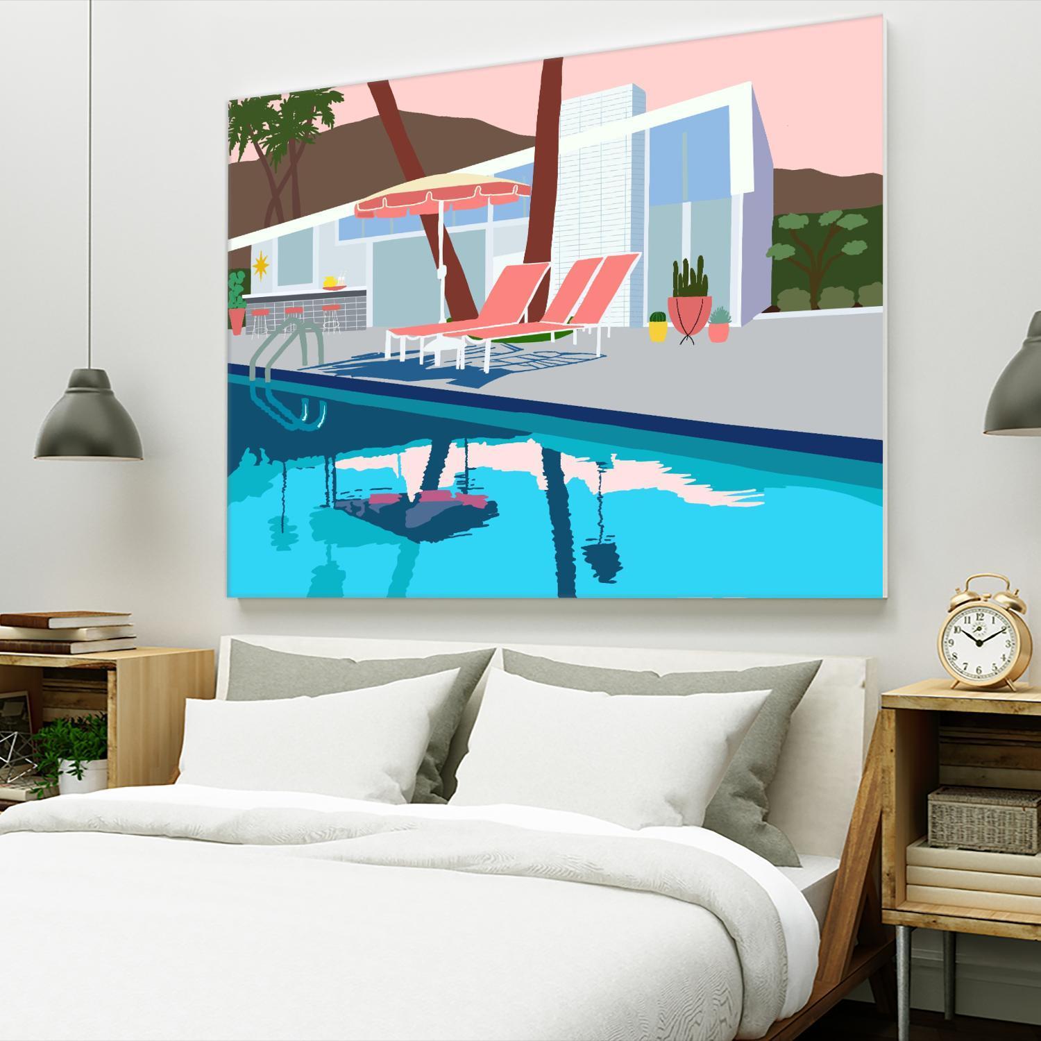 Pool Lounge Pink Chairs by Jen Bucheli on GIANT ART - decorative