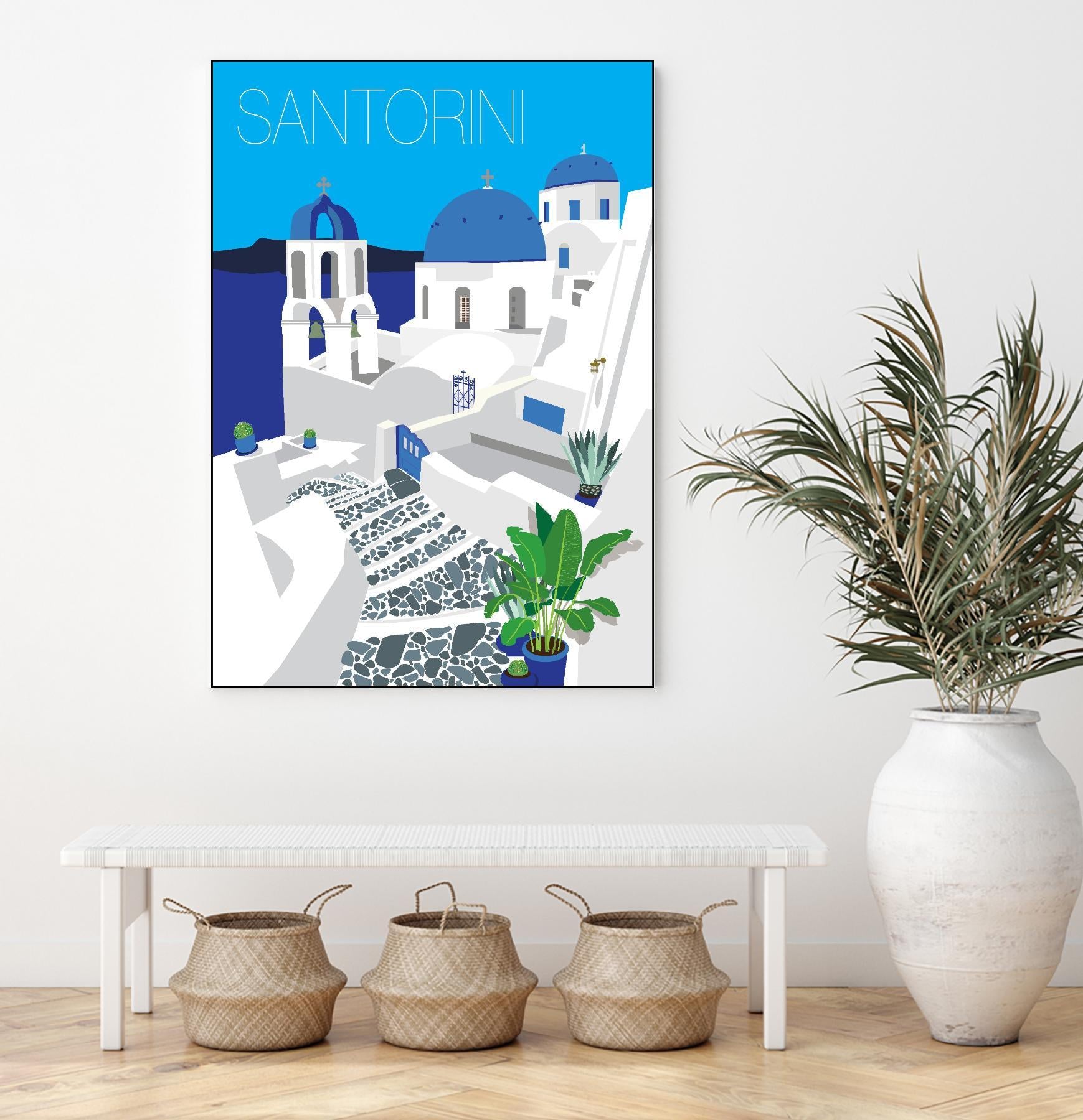 Santorini Against Blue Sky by Jen Bucheli on GIANT ART - architecture travel