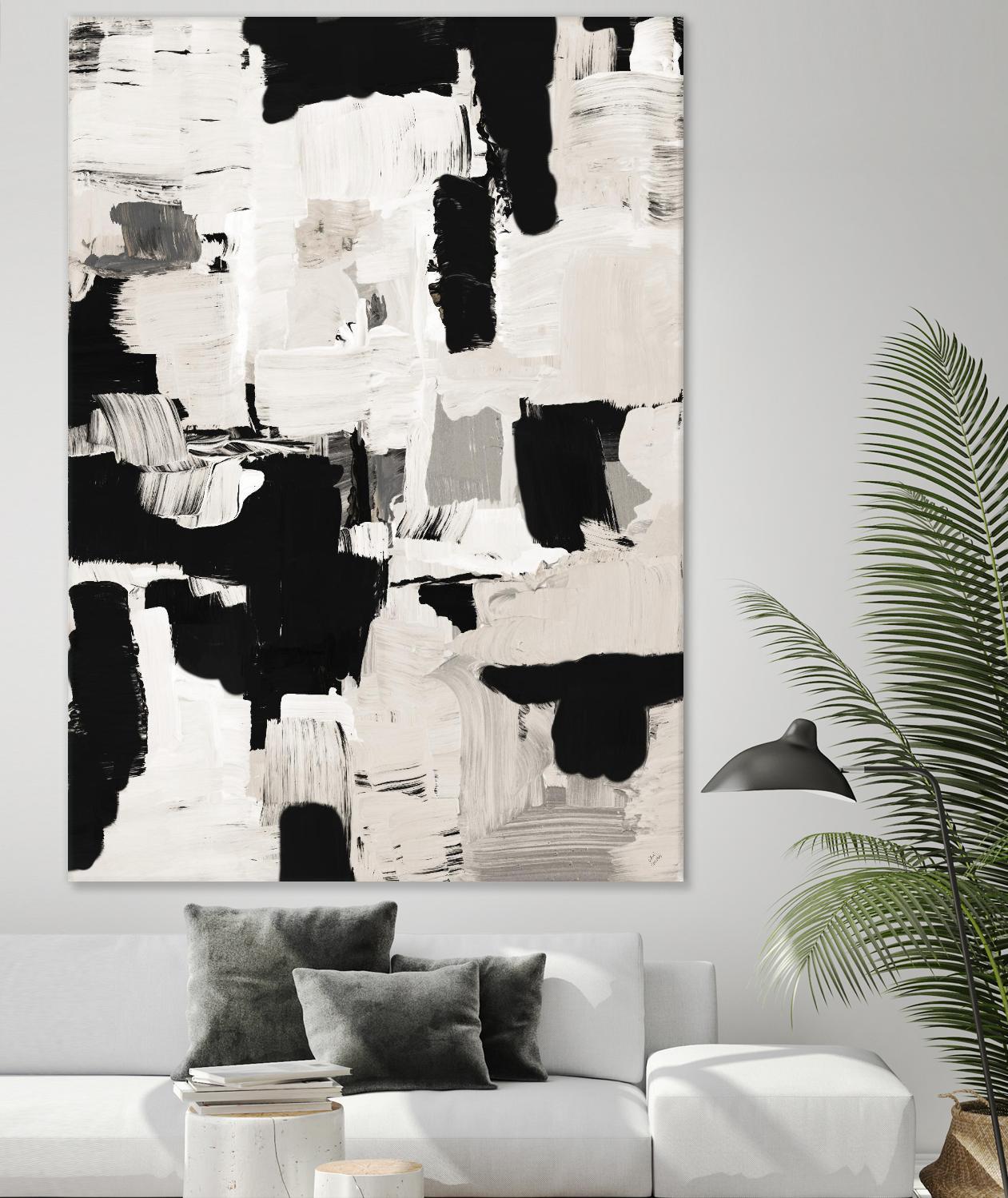 Night Peace Abstract by Lanie Loreth on GIANT ART - beige black & white white