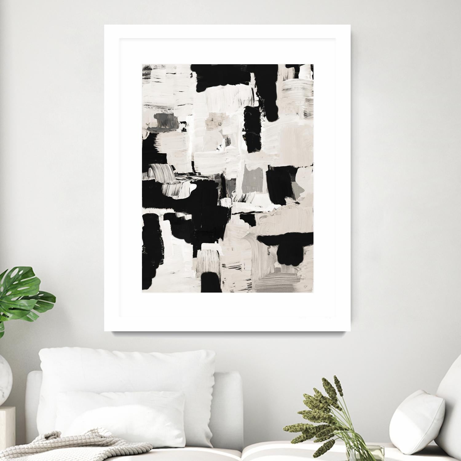 Night Peace Abstract by Lanie Loreth on GIANT ART - beige black & white white