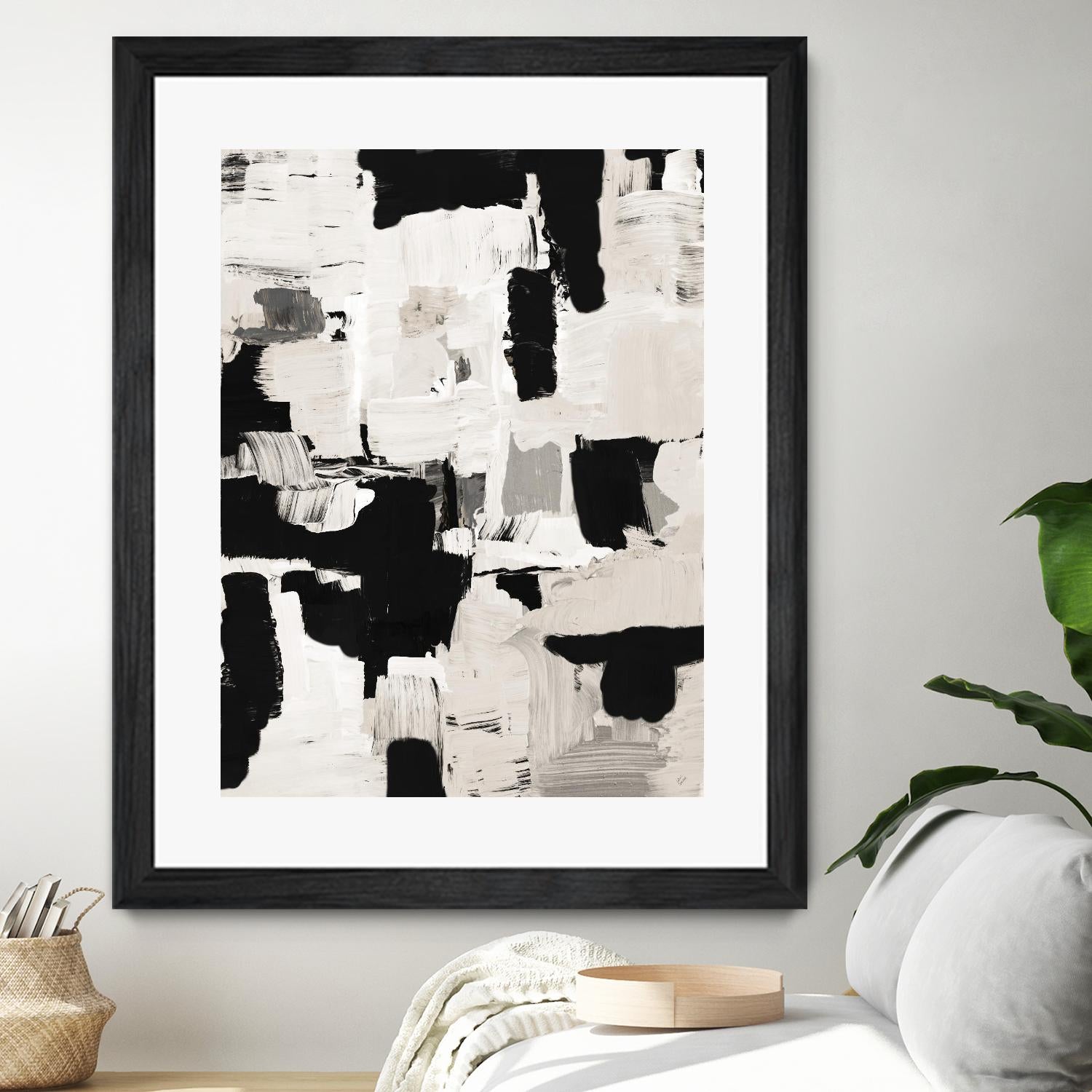 Night Peace Abstract by Lanie Loreth on GIANT ART - beige black & white white