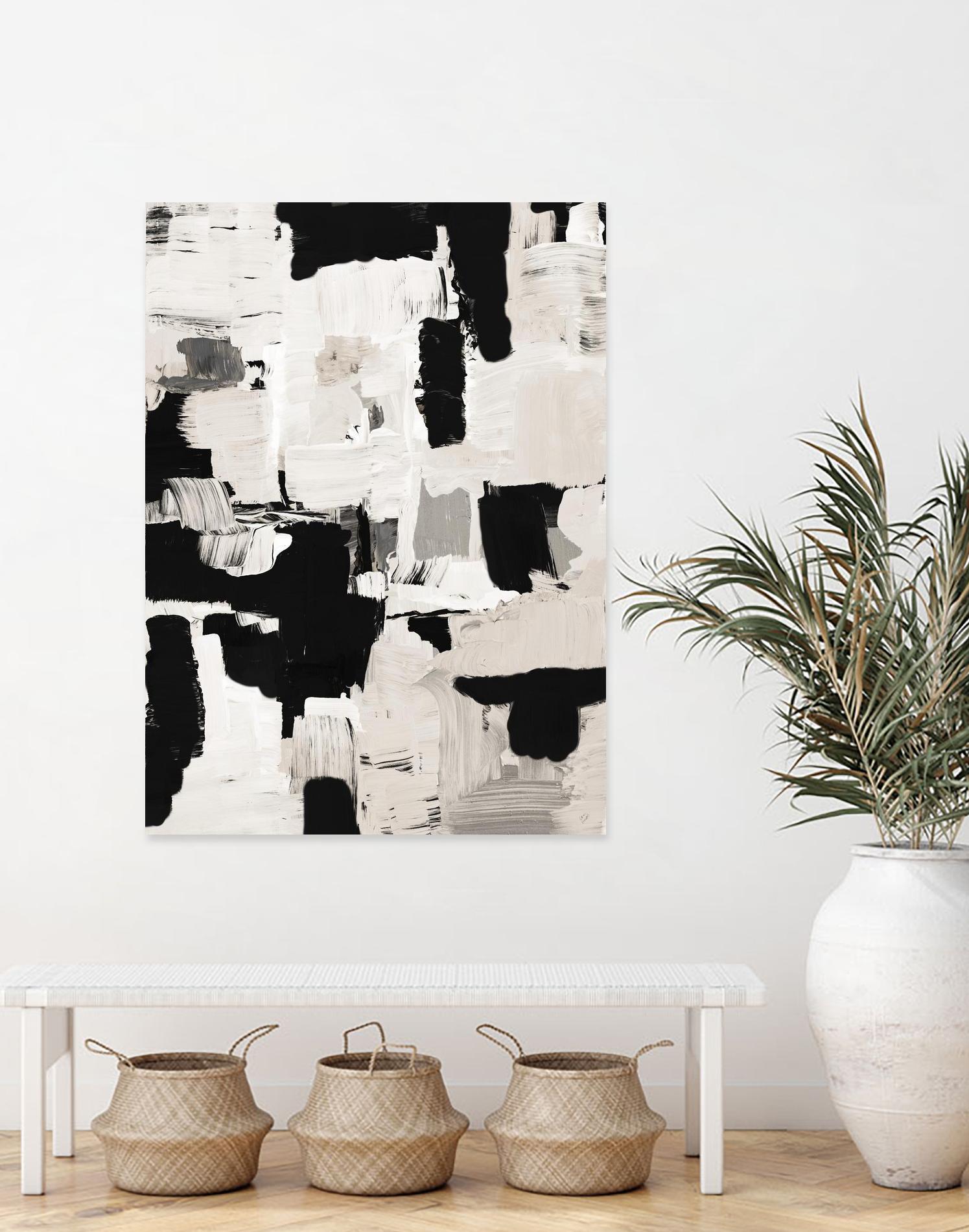 Night Peace Abstract by Lanie Loreth on GIANT ART - beige black & white white
