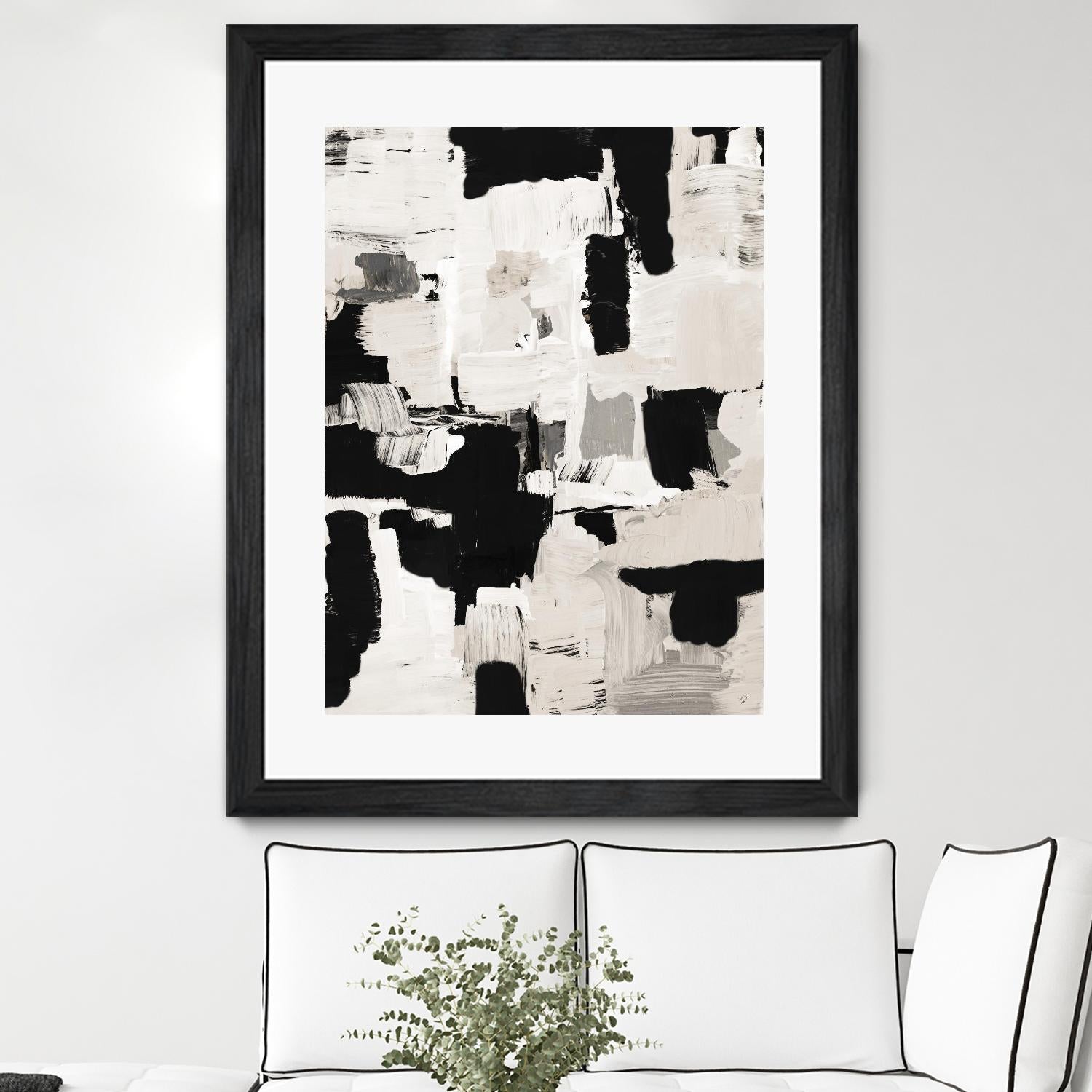 Night Peace Abstract by Lanie Loreth on GIANT ART - beige black & white white