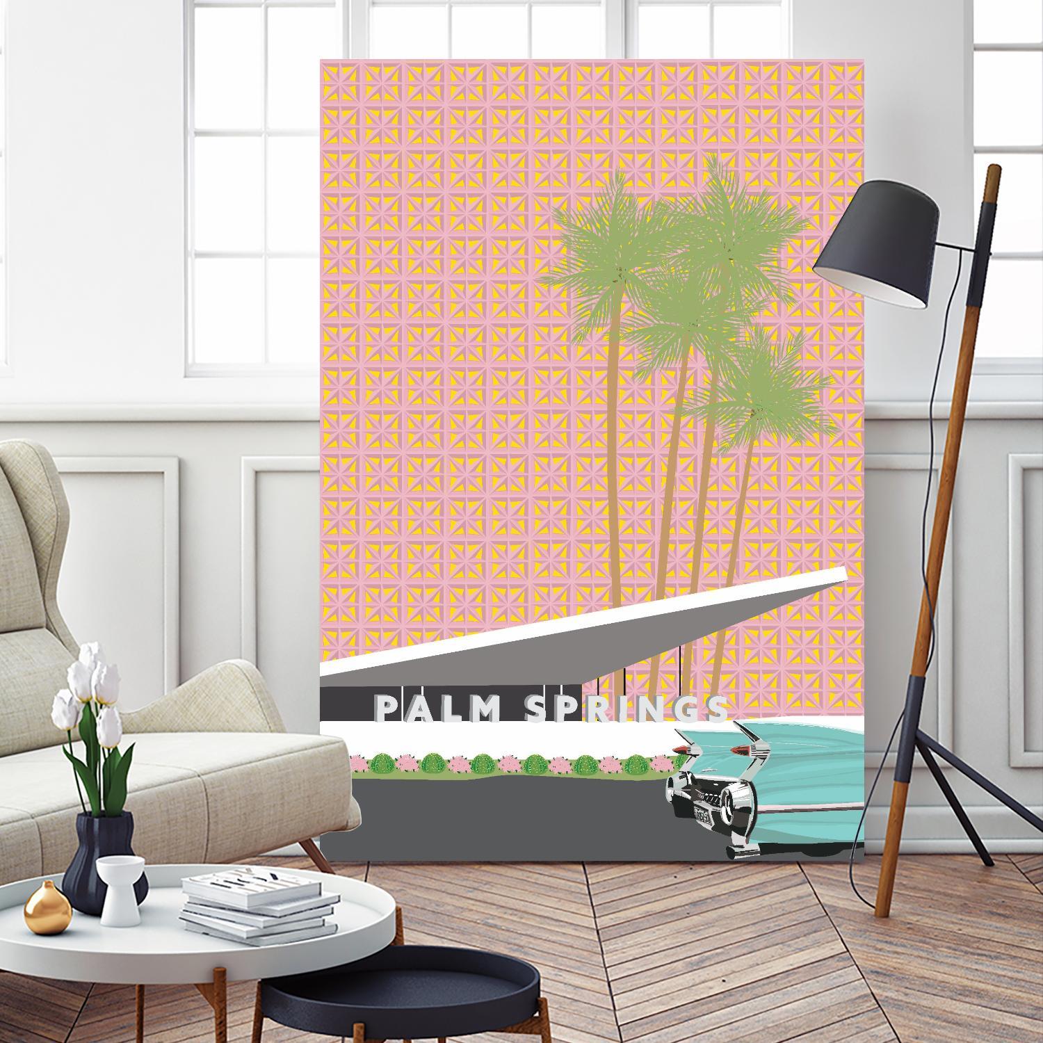 Palm Springs With Convertible by Jen Bucheli on GIANT ART - travel decorative
