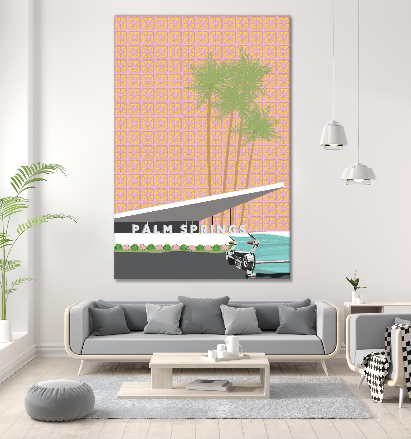 Palm Springs With Convertible by Jen Bucheli on GIANT ART - travel decorative