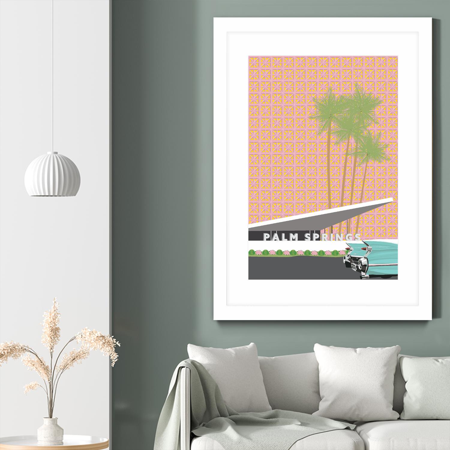 Palm Springs With Convertible by Jen Bucheli on GIANT ART - travel decorative
