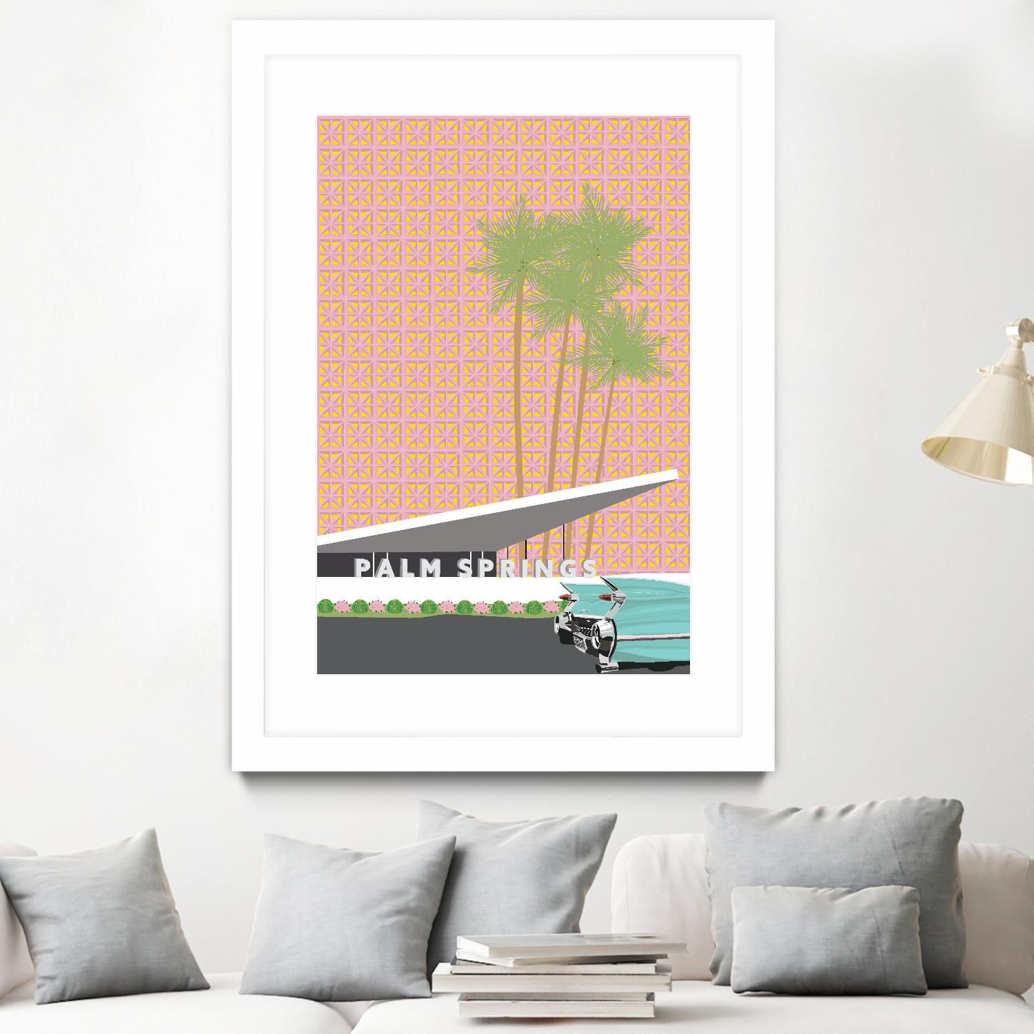 Palm Springs With Convertible by Jen Bucheli on GIANT ART - travel decorative