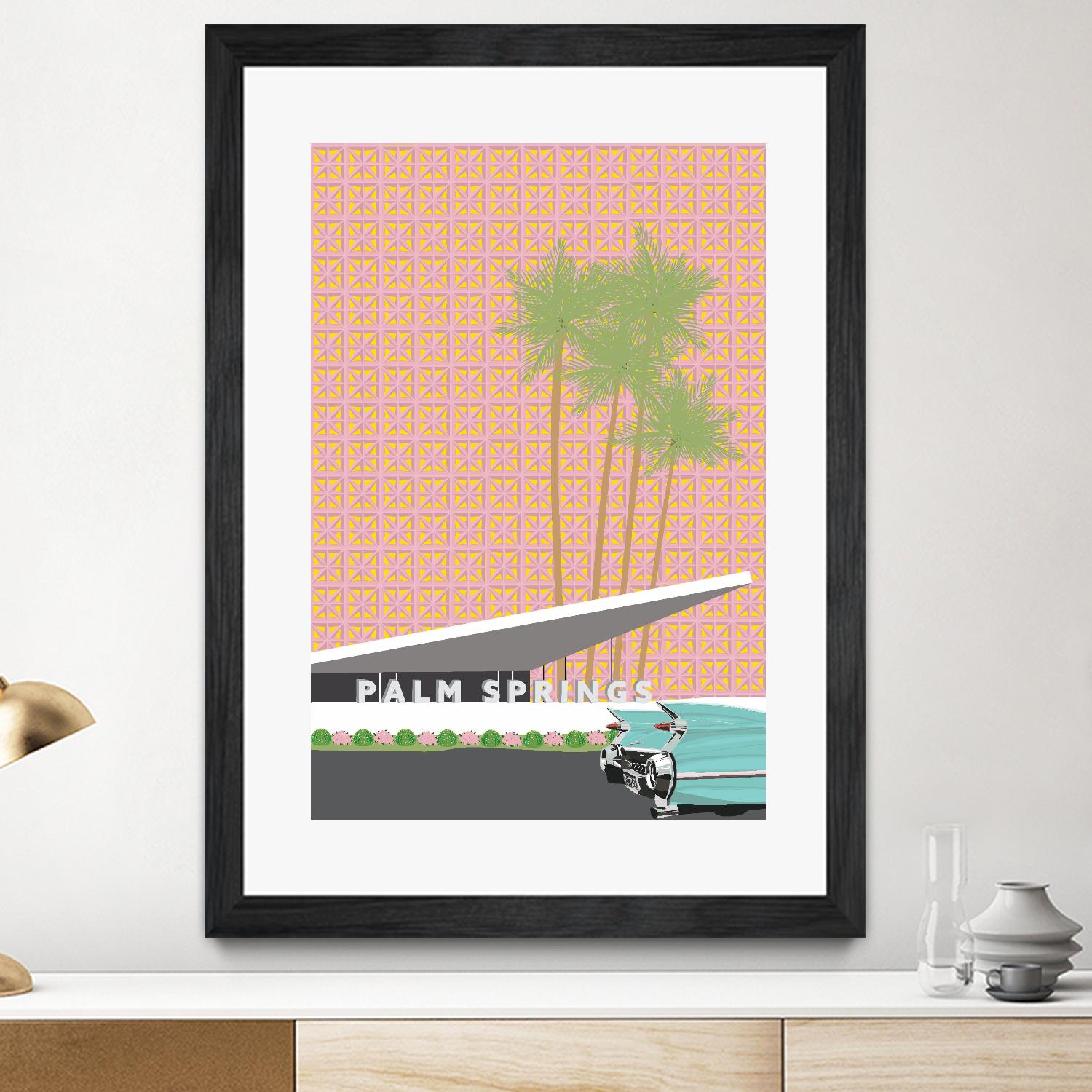 Palm Springs With Convertible by Jen Bucheli on GIANT ART - travel decorative