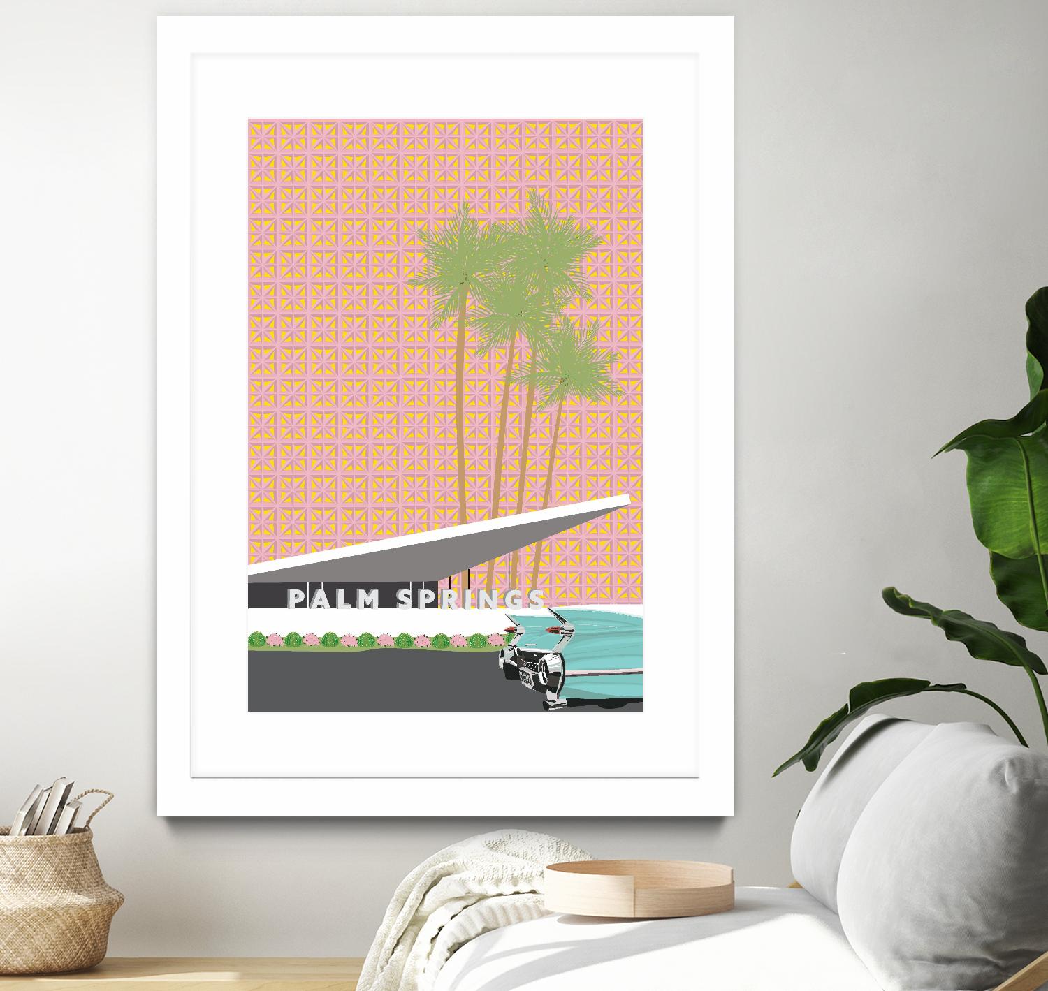 Palm Springs With Convertible by Jen Bucheli on GIANT ART - travel decorative