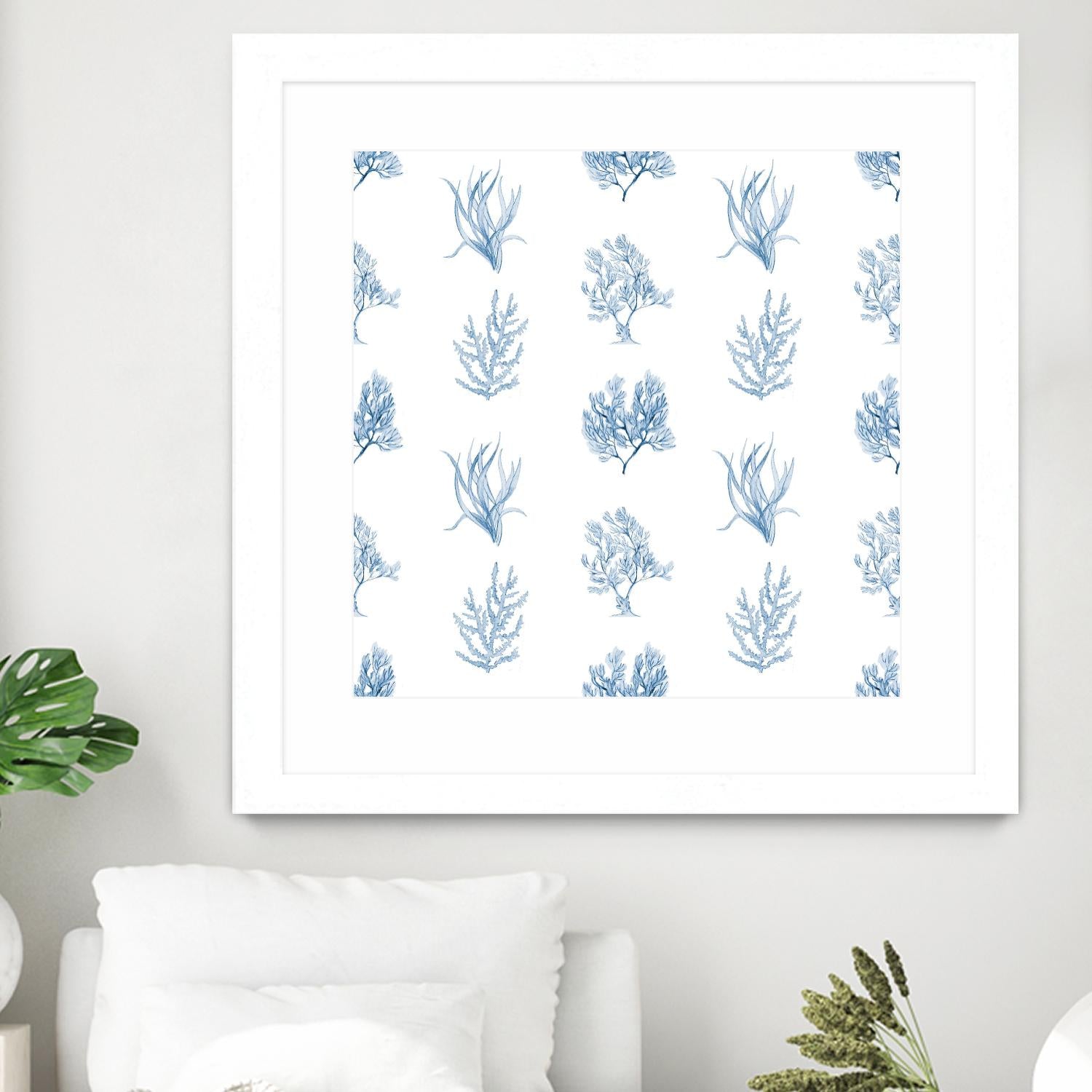 Blue Seagrass Pattern by Lanie Loreth on GIANT ART - coastal pattern