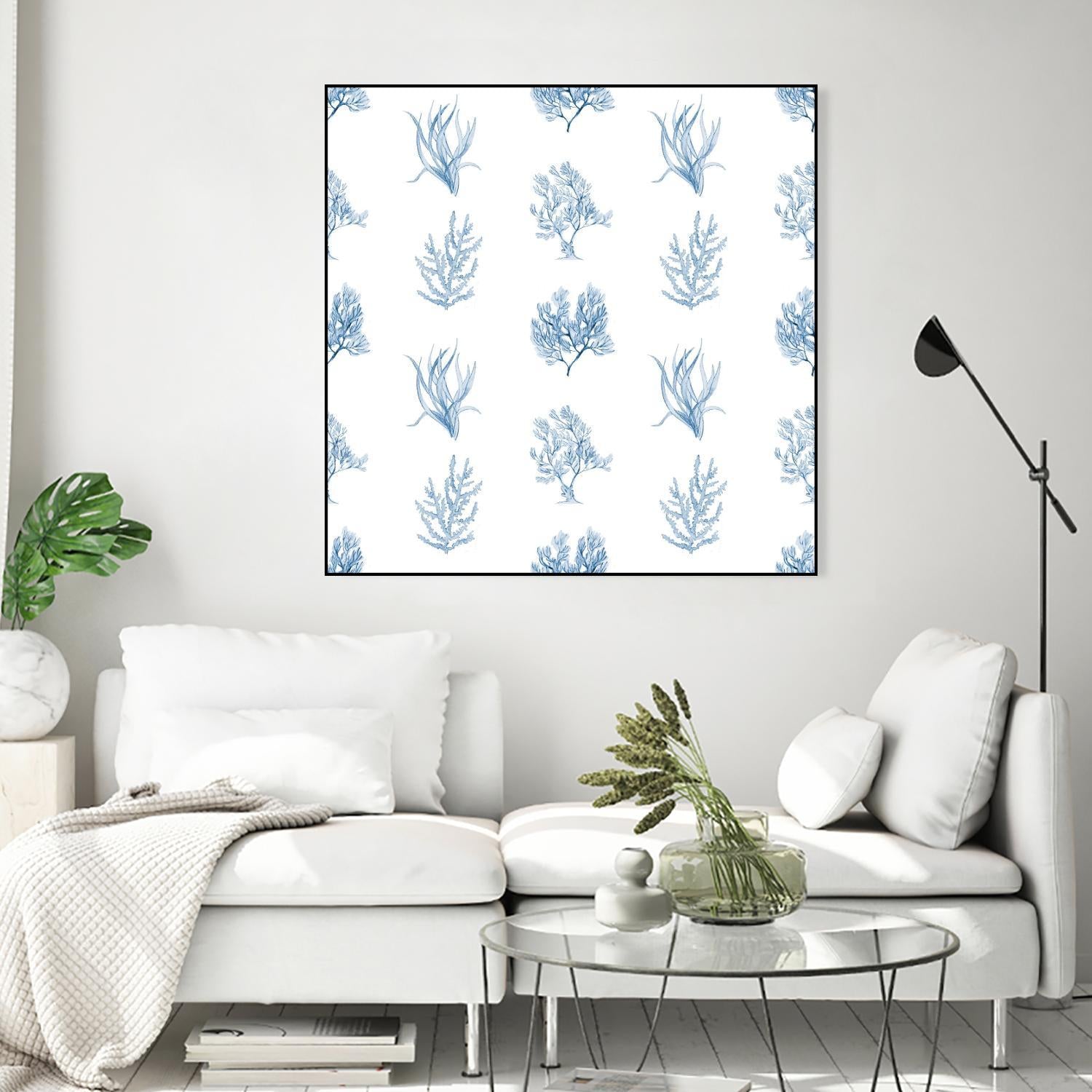Blue Seagrass Pattern by Lanie Loreth on GIANT ART - coastal pattern