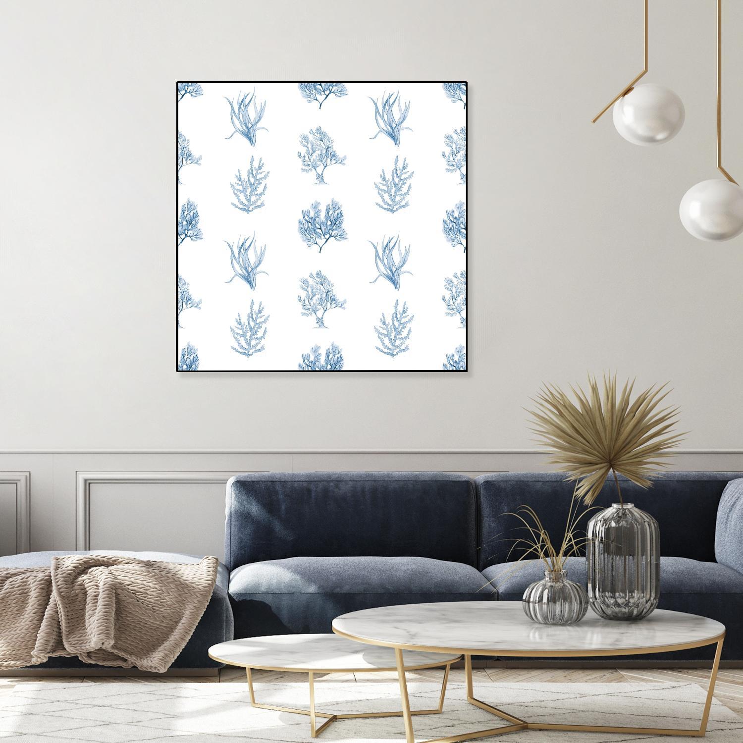 Blue Seagrass Pattern by Lanie Loreth on GIANT ART - coastal pattern