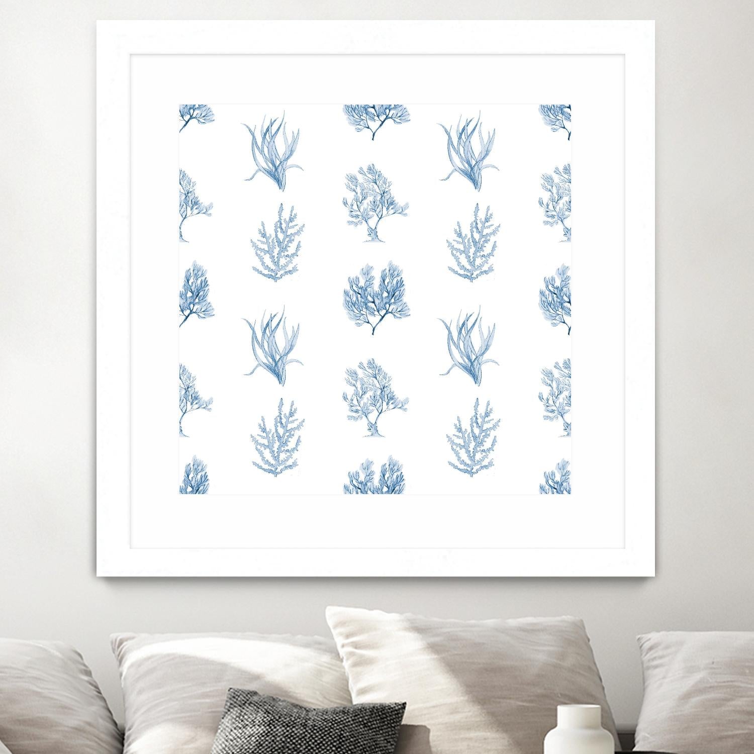 Blue Seagrass Pattern by Lanie Loreth on GIANT ART - coastal pattern