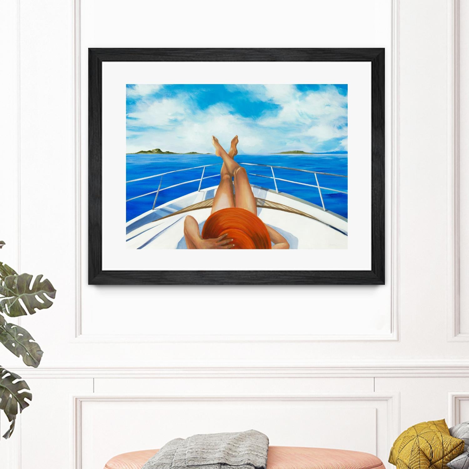 Off The Catalina Coast by Liz Jardine on GIANT ART - orange figurative sailboat