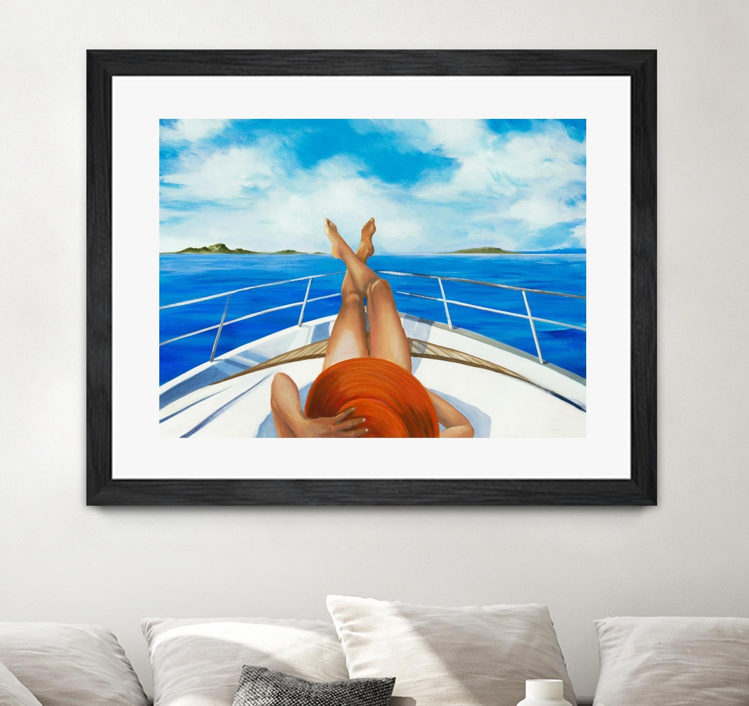 Off The Catalina Coast by Liz Jardine on GIANT ART - orange figurative sailboat