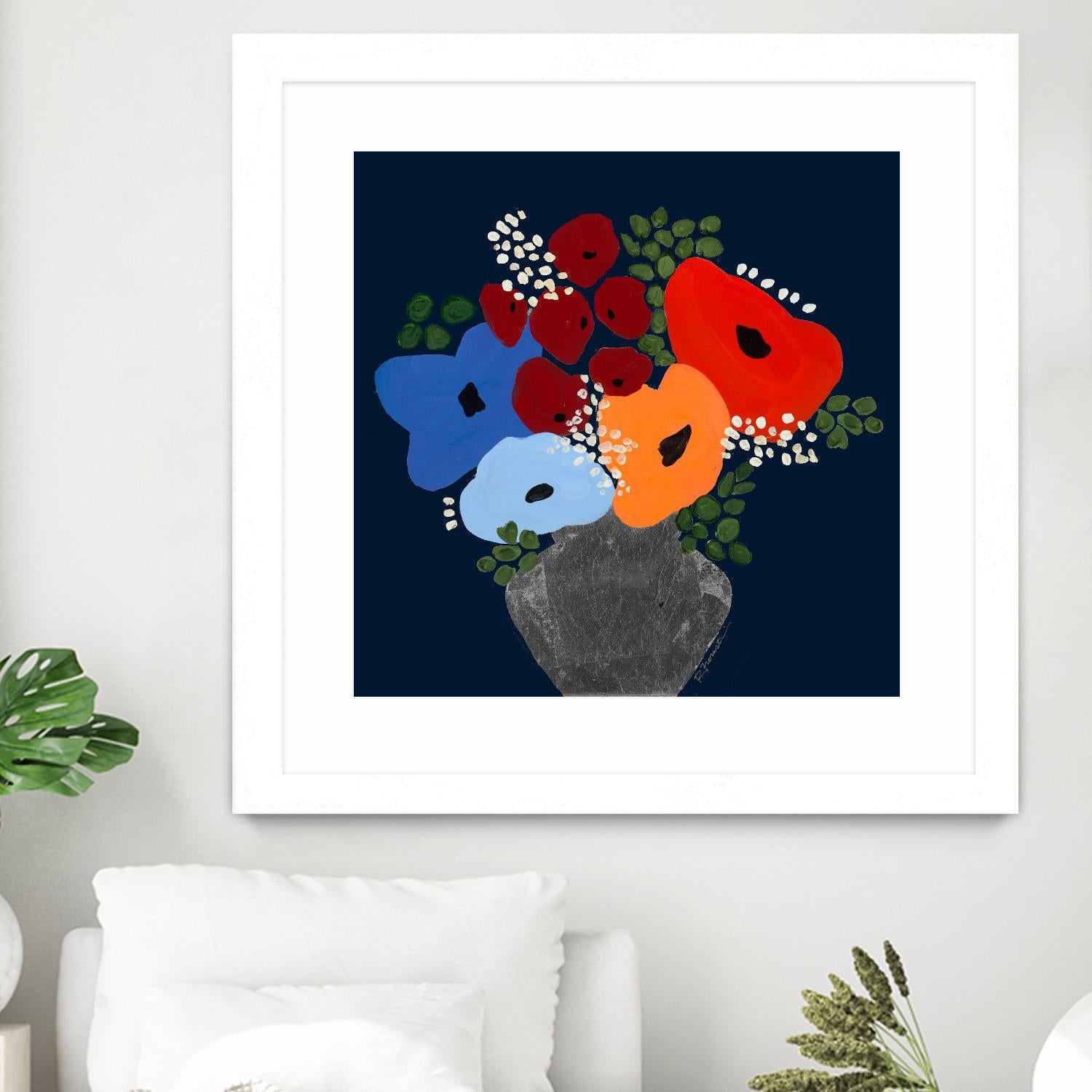 My Day V2 by Ruth Fromstein on GIANT ART - blues botanical bouquet