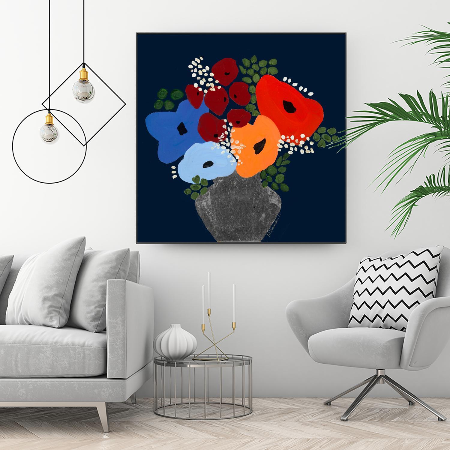 My Day V2 by Ruth Fromstein on GIANT ART - blues botanical bouquet