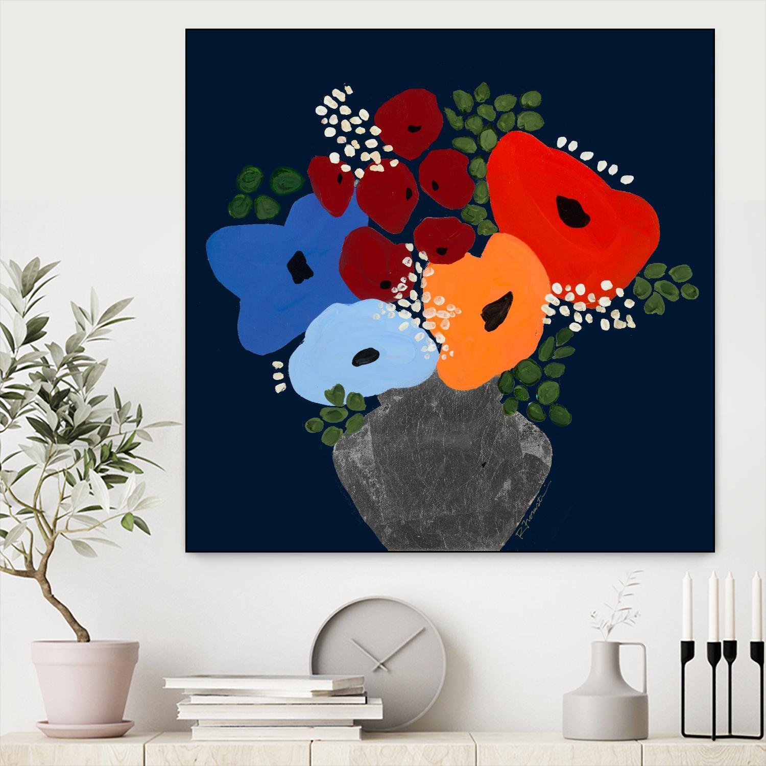 My Day V2 by Ruth Fromstein on GIANT ART - blues botanical bouquet