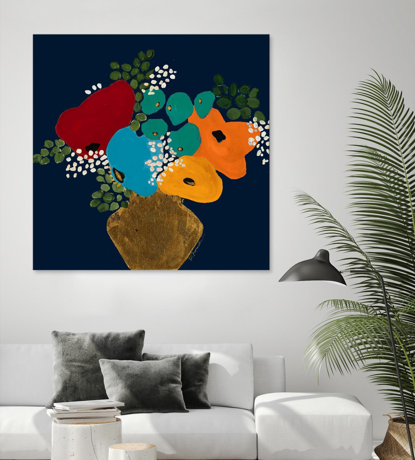 You Are On My Mind V1 by Ruth Fromstein on GIANT ART - blues botanical bouquet