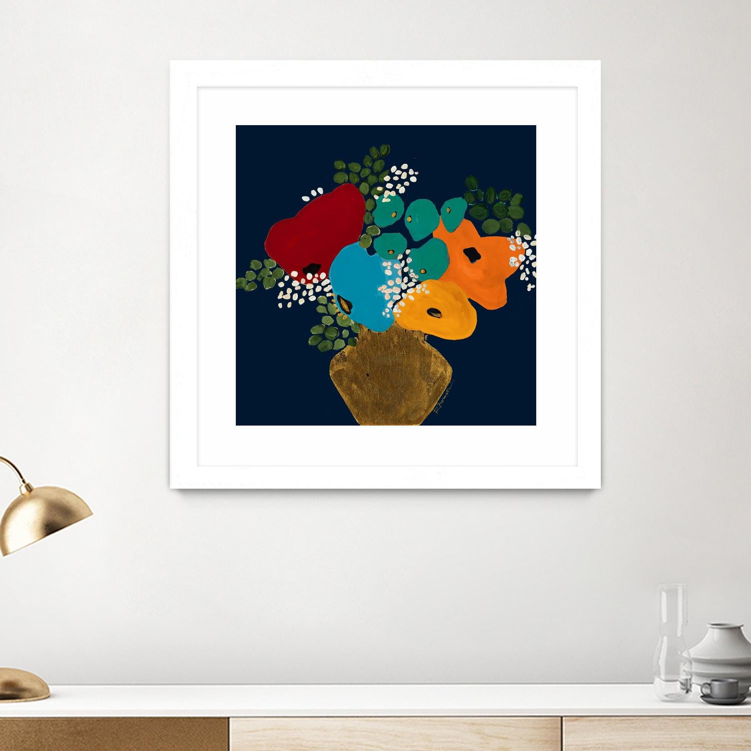 You Are On My Mind V1 by Ruth Fromstein on GIANT ART - blues botanical bouquet