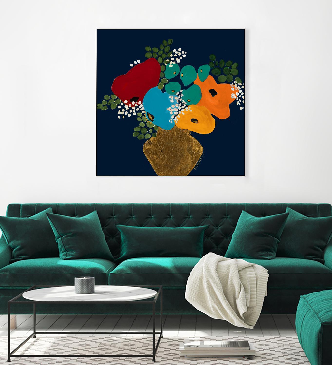You Are On My Mind V1 by Ruth Fromstein on GIANT ART - blues botanical bouquet