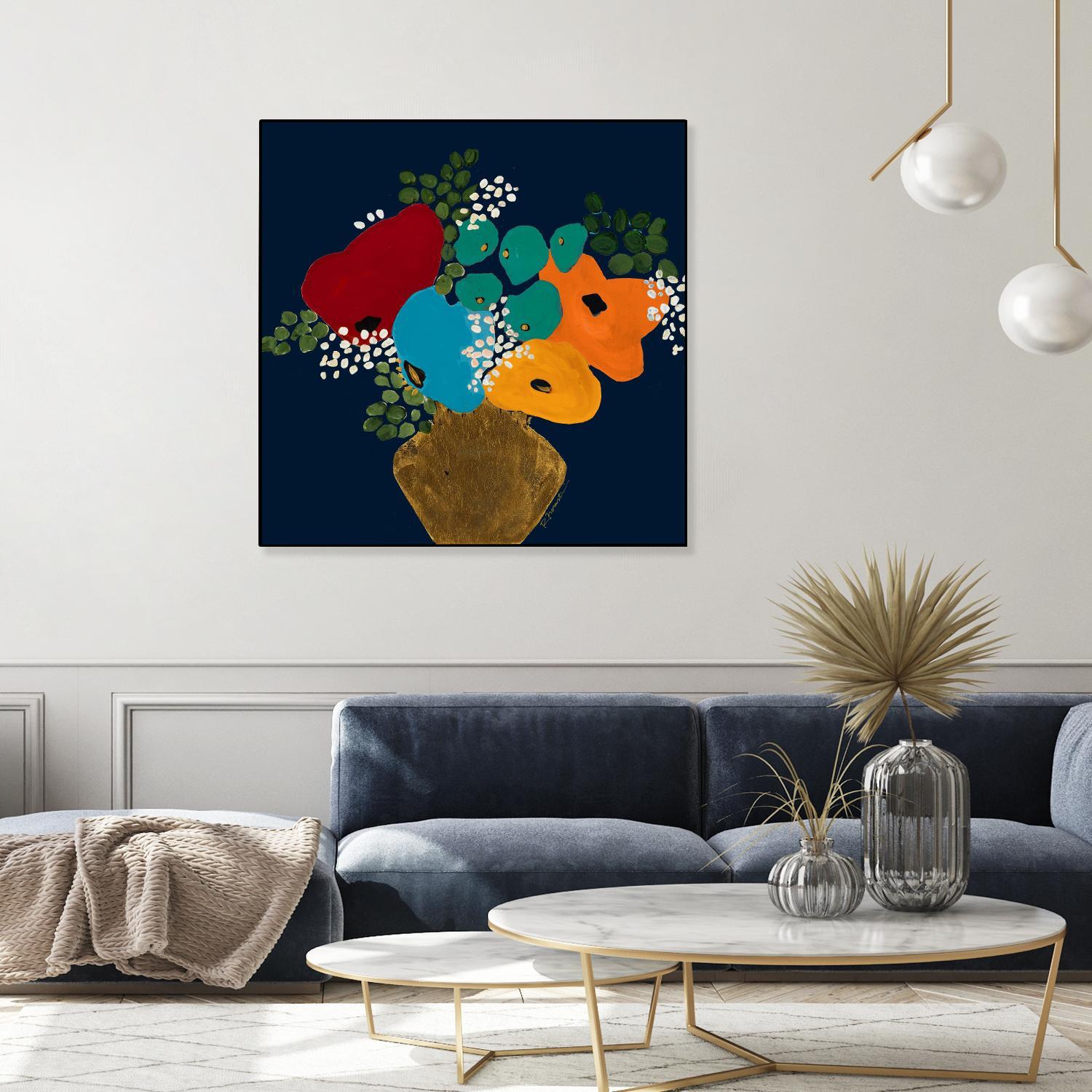 You Are On My Mind V1 by Ruth Fromstein on GIANT ART - blues botanical bouquet