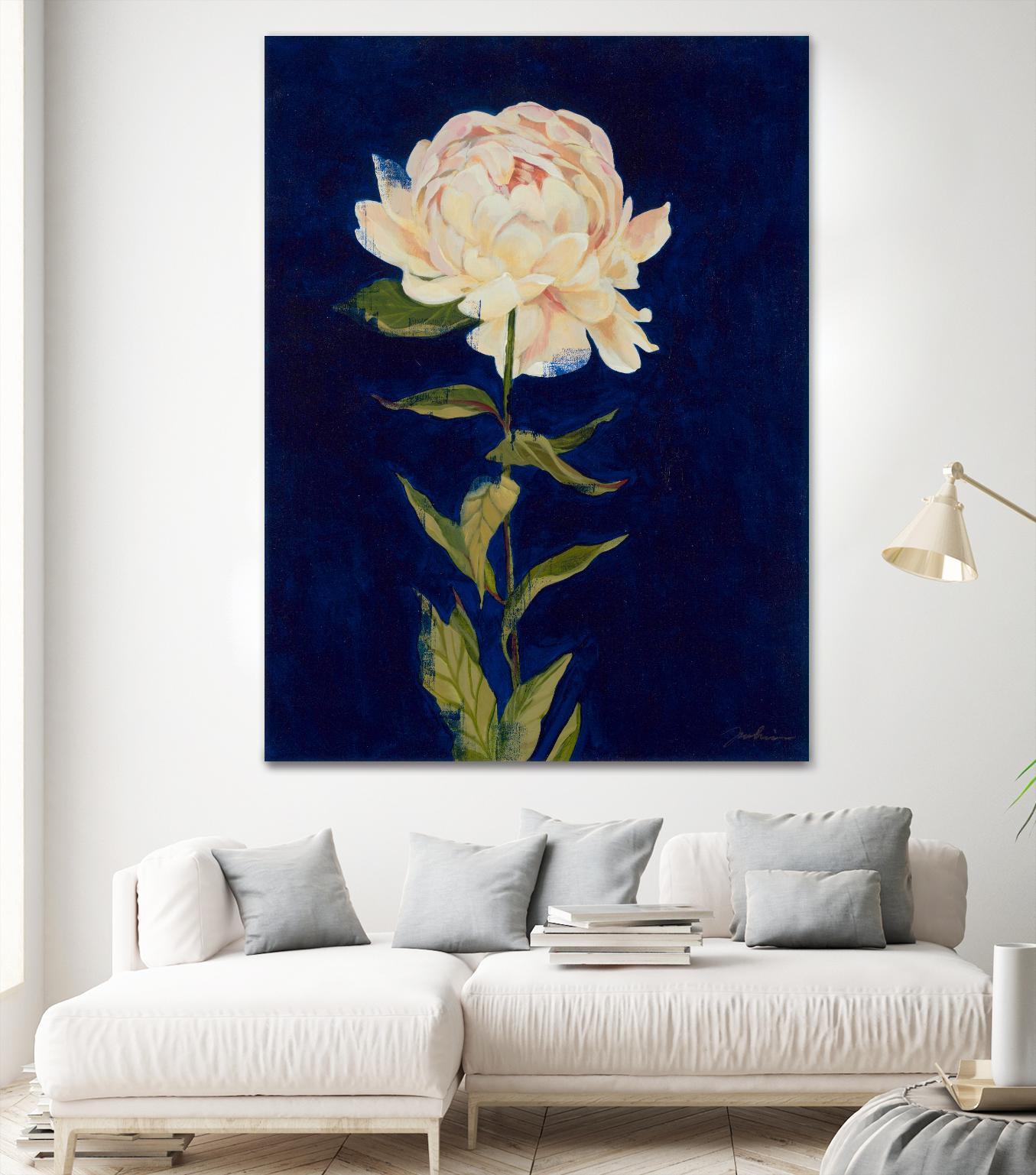 Pretty As A Peony I by Liz Jardine on GIANT ART - blues botanical peony