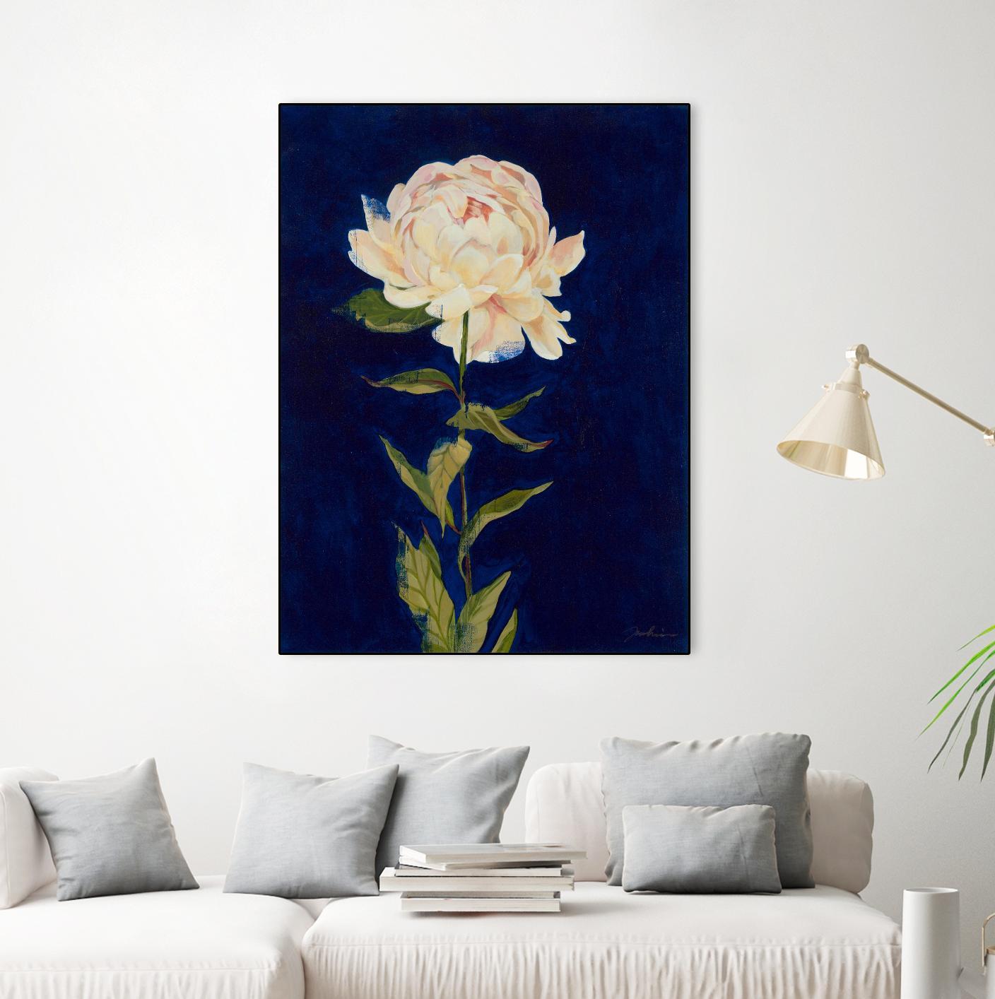 Pretty As A Peony I by Liz Jardine on GIANT ART - blues botanical peony
