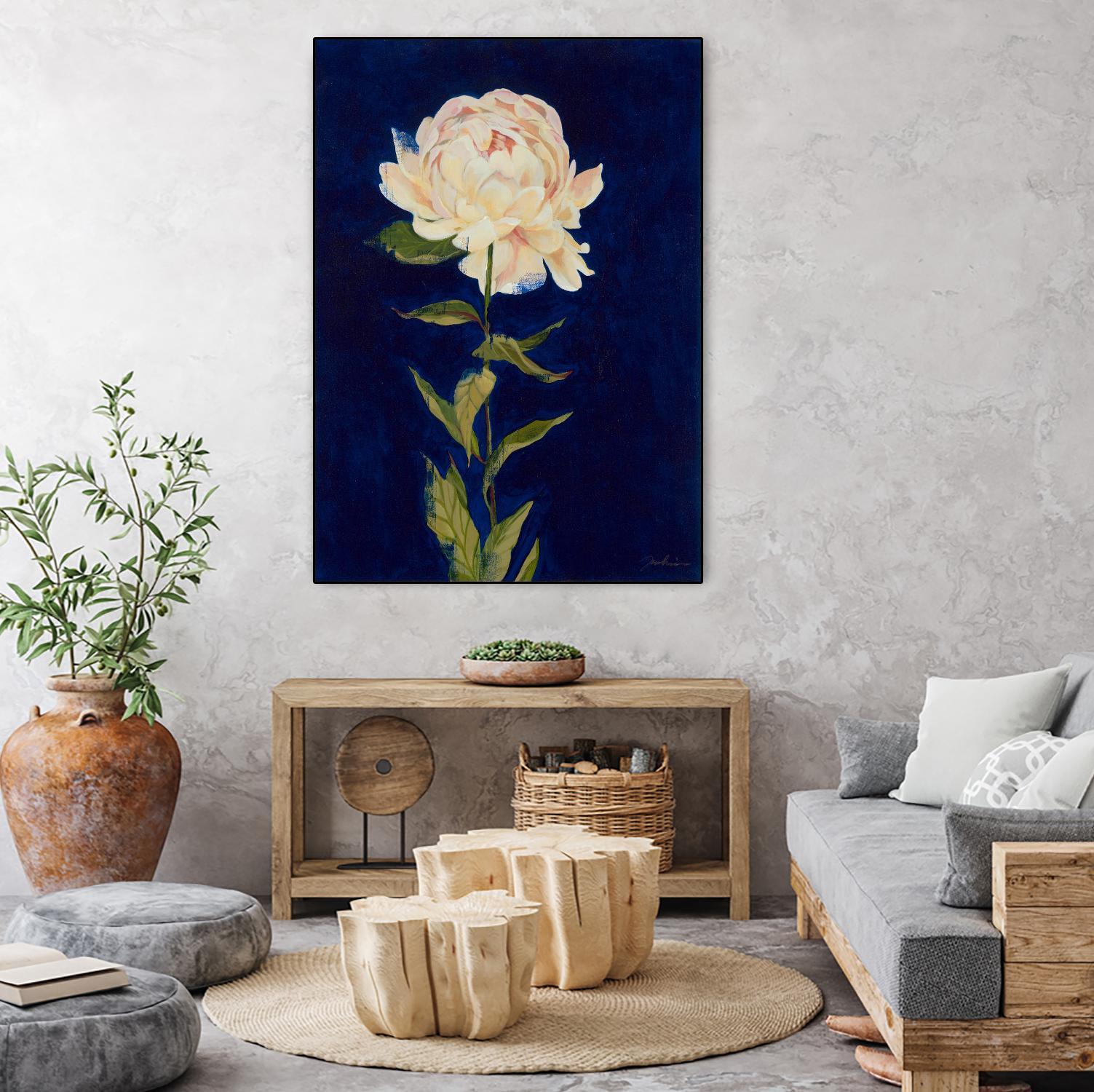 Pretty As A Peony I by Liz Jardine on GIANT ART - blues botanical peony