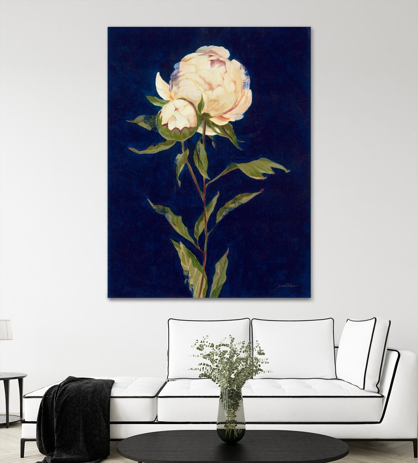 Pretty As A Peony II by Liz Jardine on GIANT ART - blues botanical peony