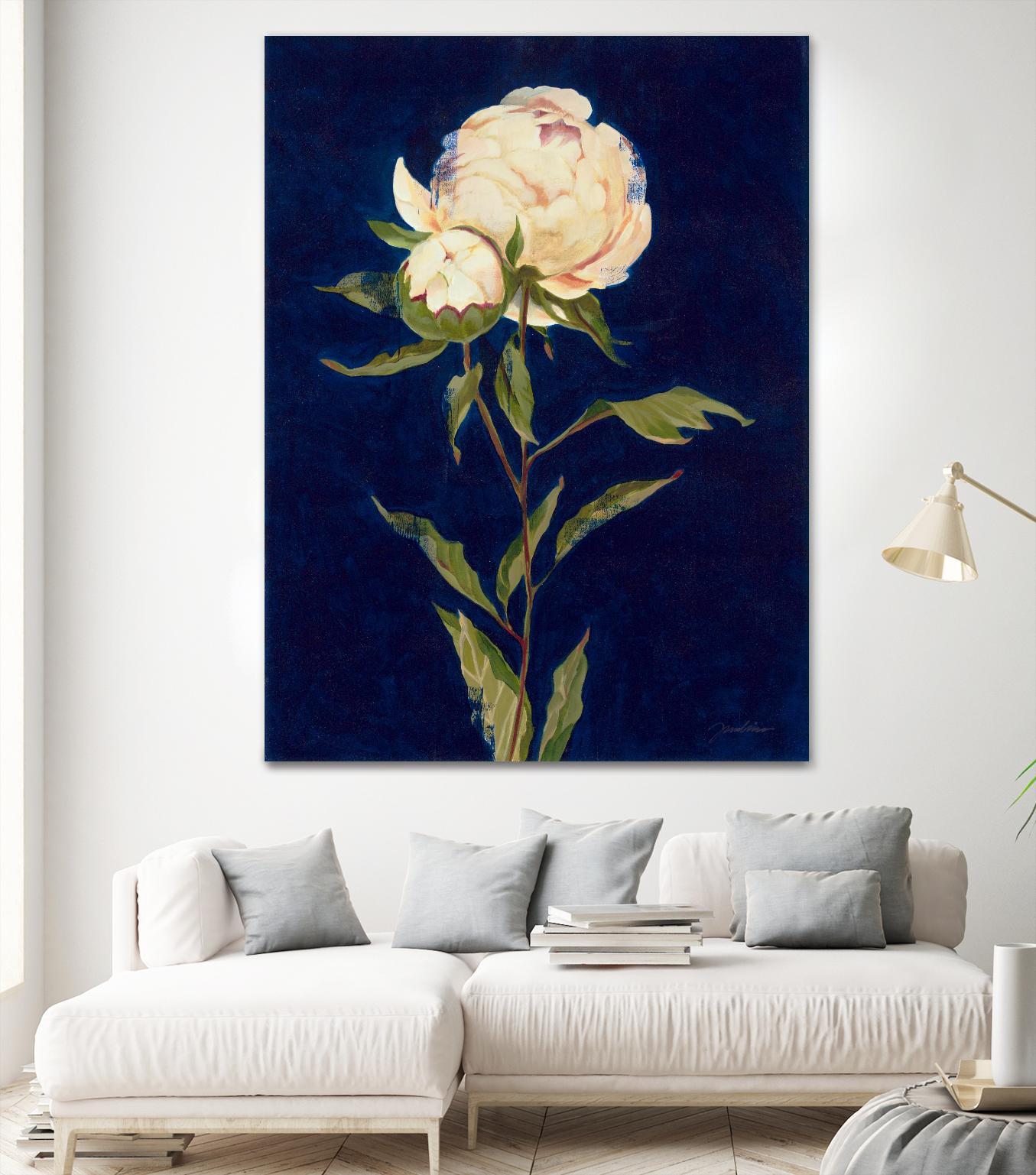 Pretty As A Peony II by Liz Jardine on GIANT ART - blues botanical peony