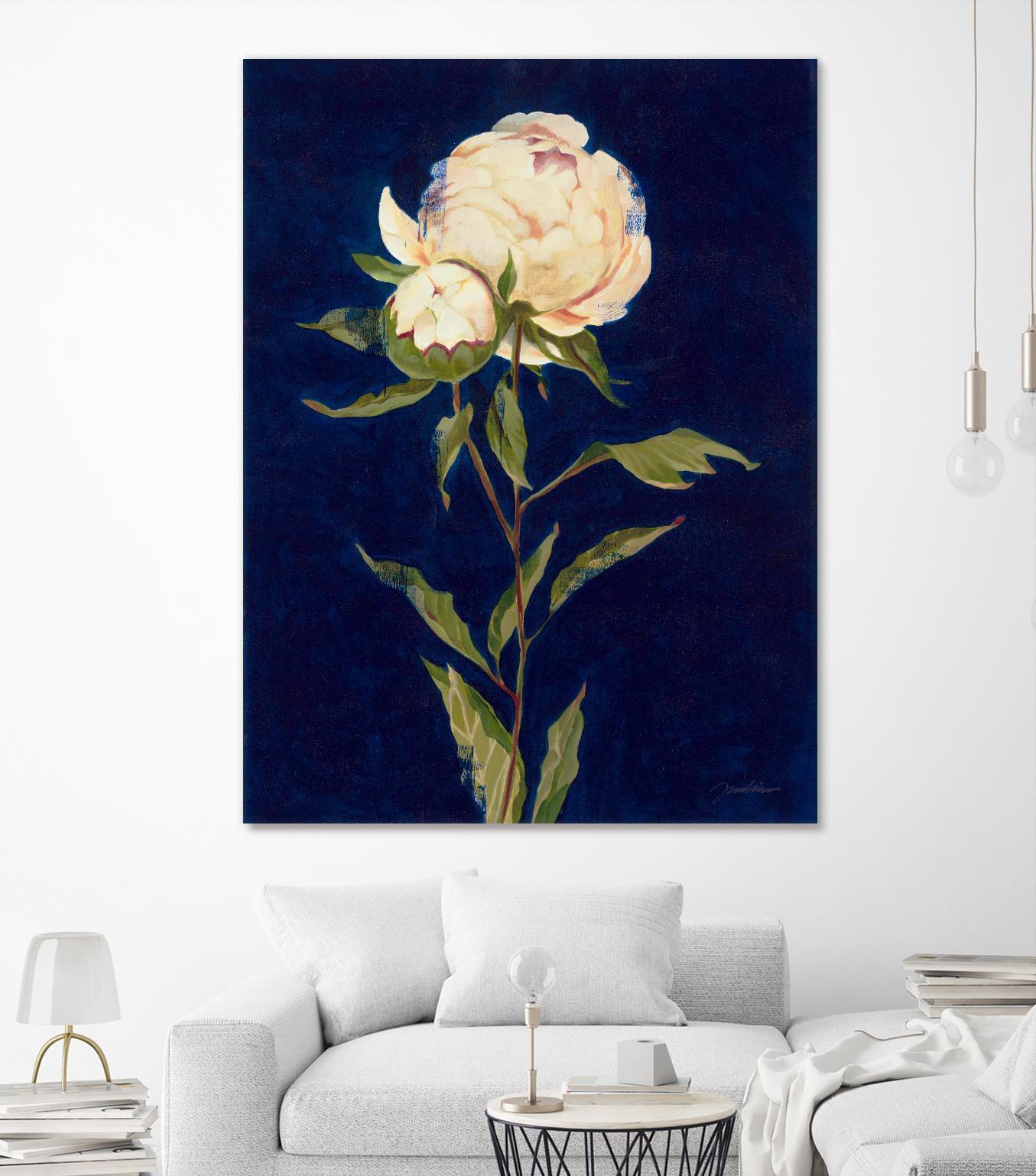 Pretty As A Peony II by Liz Jardine on GIANT ART - blues botanical peony