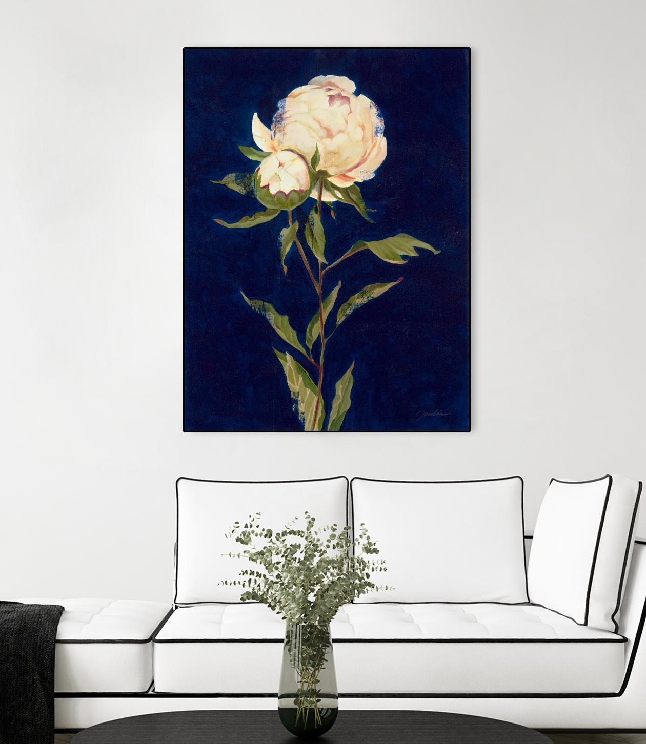 Pretty As A Peony II by Liz Jardine on GIANT ART - blues botanical peony