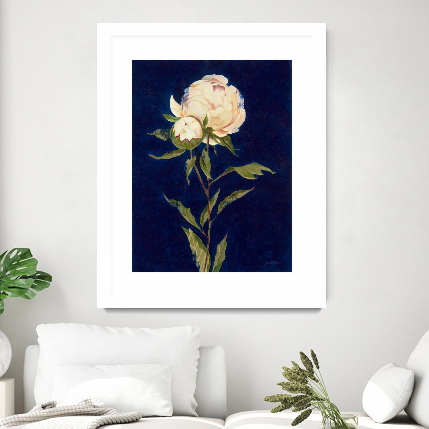 Pretty As A Peony II by Liz Jardine on GIANT ART - blues botanical peony