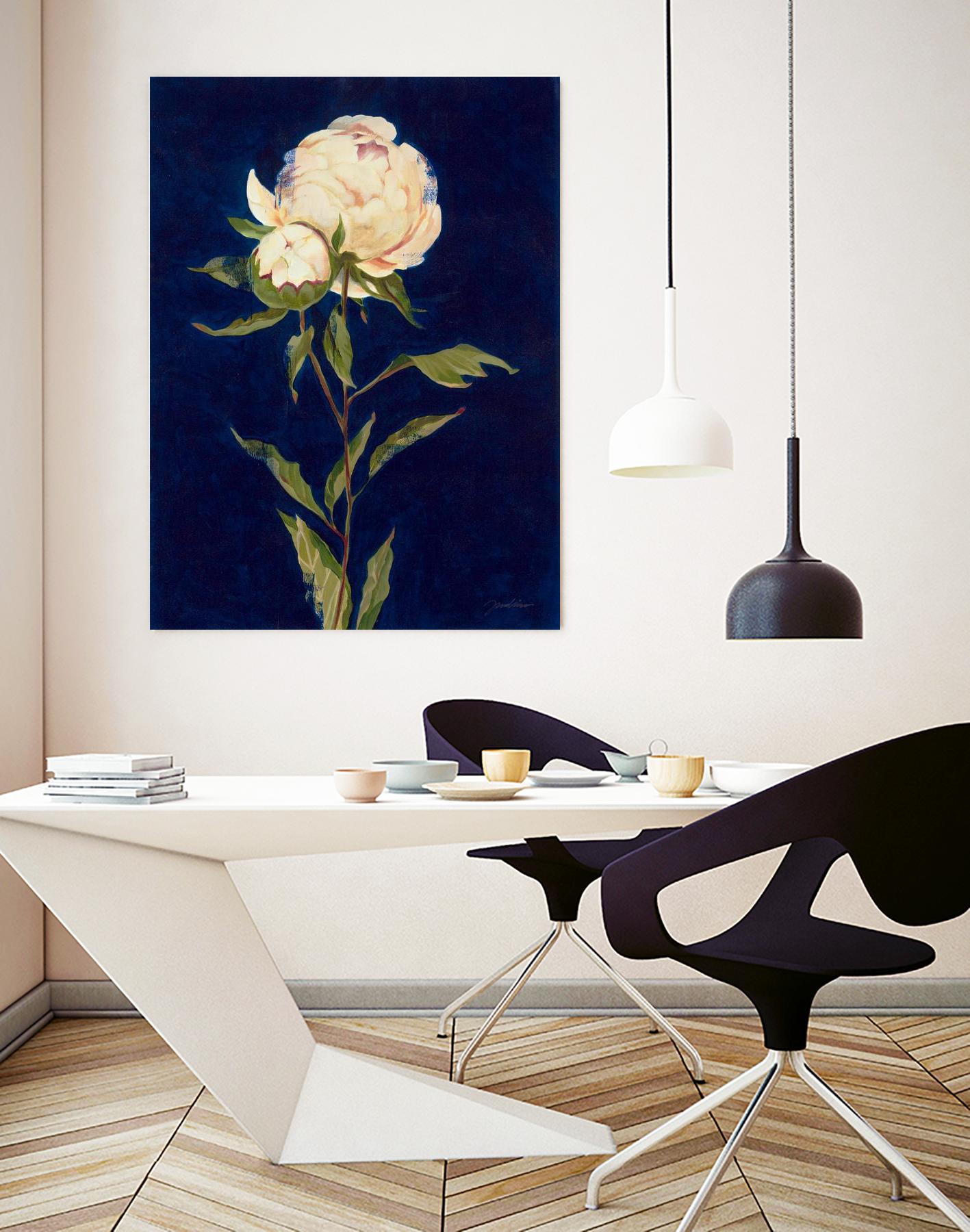 Pretty As A Peony II by Liz Jardine on GIANT ART - blues botanical peony