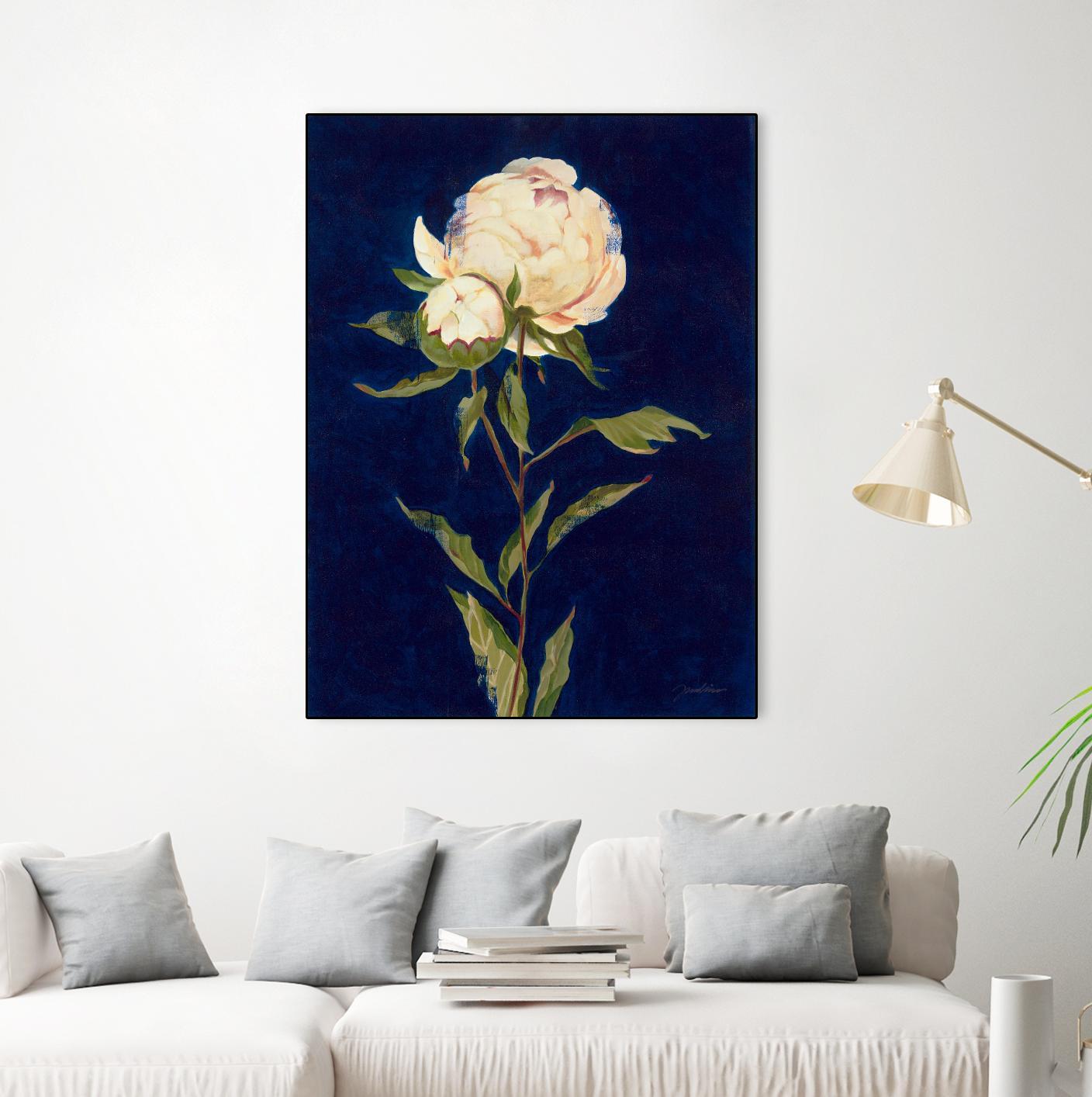 Pretty As A Peony II by Liz Jardine on GIANT ART - blues botanical peony