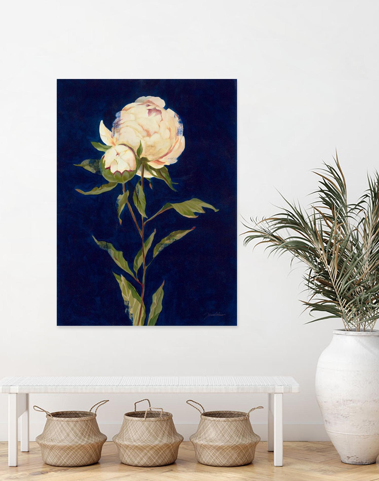 Pretty As A Peony II by Liz Jardine on GIANT ART - blues botanical peony