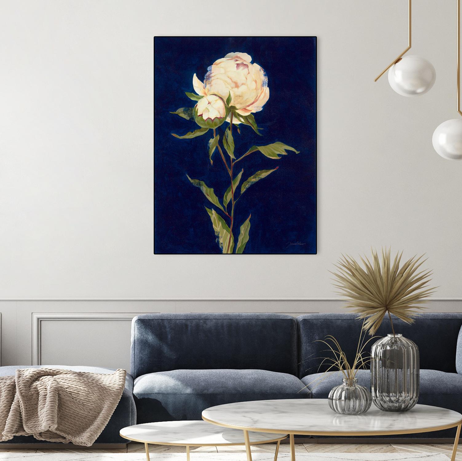 Pretty As A Peony II by Liz Jardine on GIANT ART - blues botanical peony