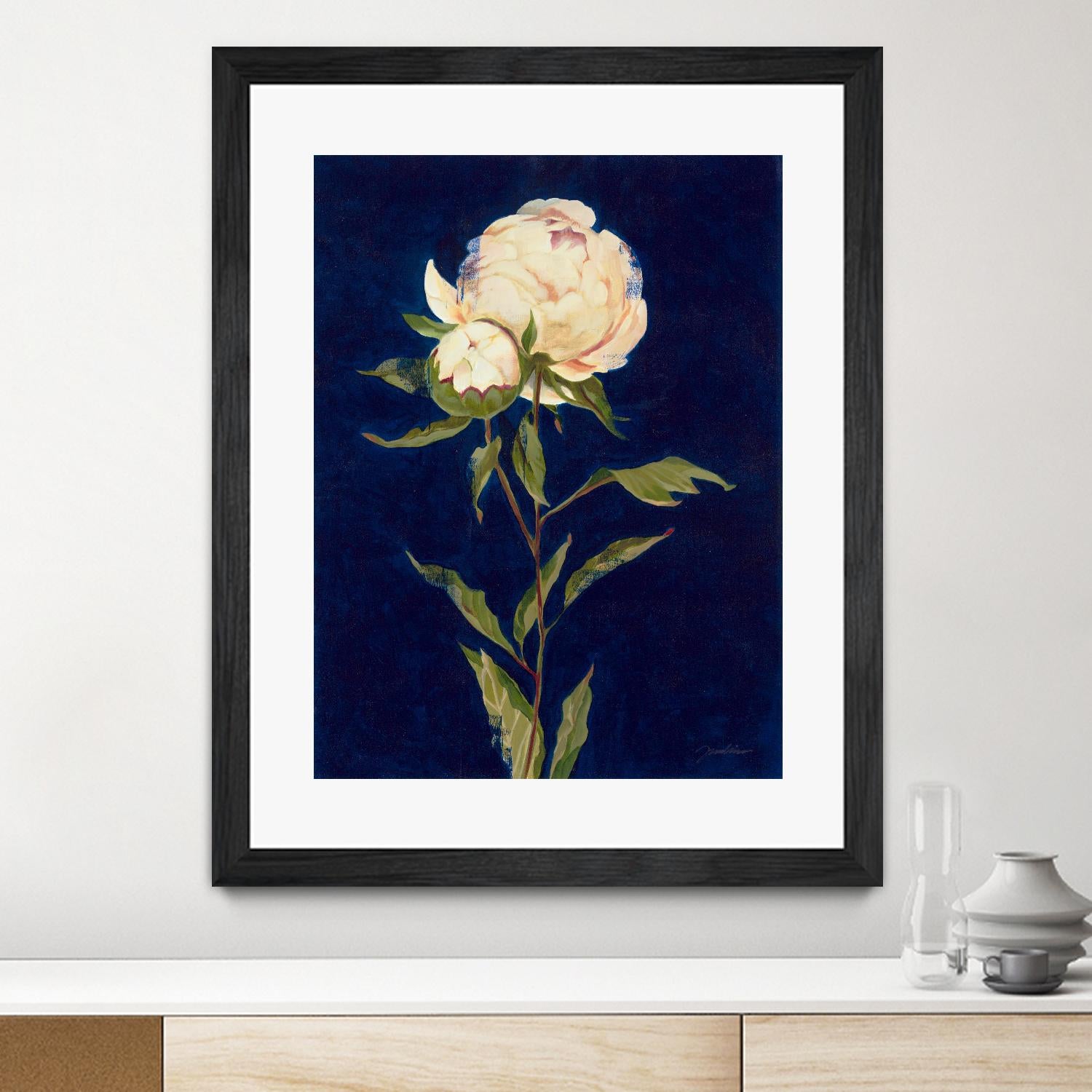 Pretty As A Peony II by Liz Jardine on GIANT ART - blues botanical peony