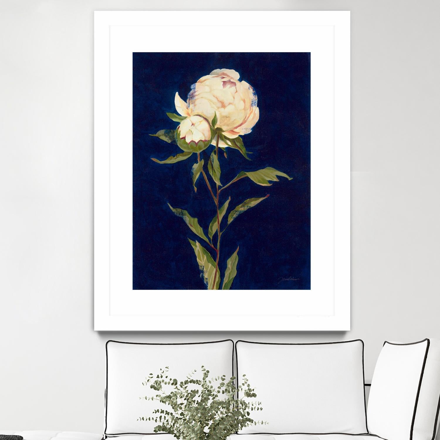 Pretty As A Peony II by Liz Jardine on GIANT ART - blues botanical peony