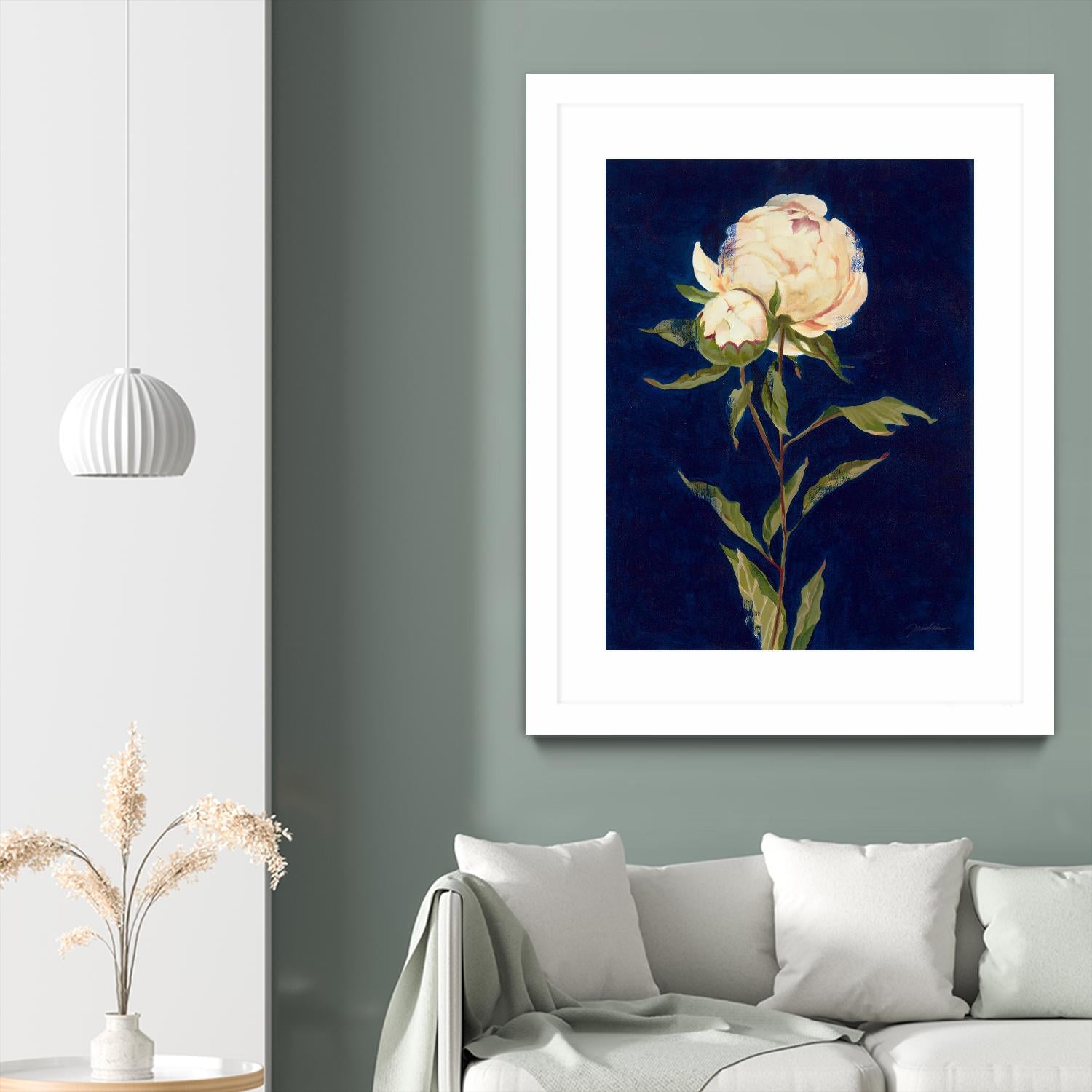 Pretty As A Peony II by Liz Jardine on GIANT ART - blues botanical peony