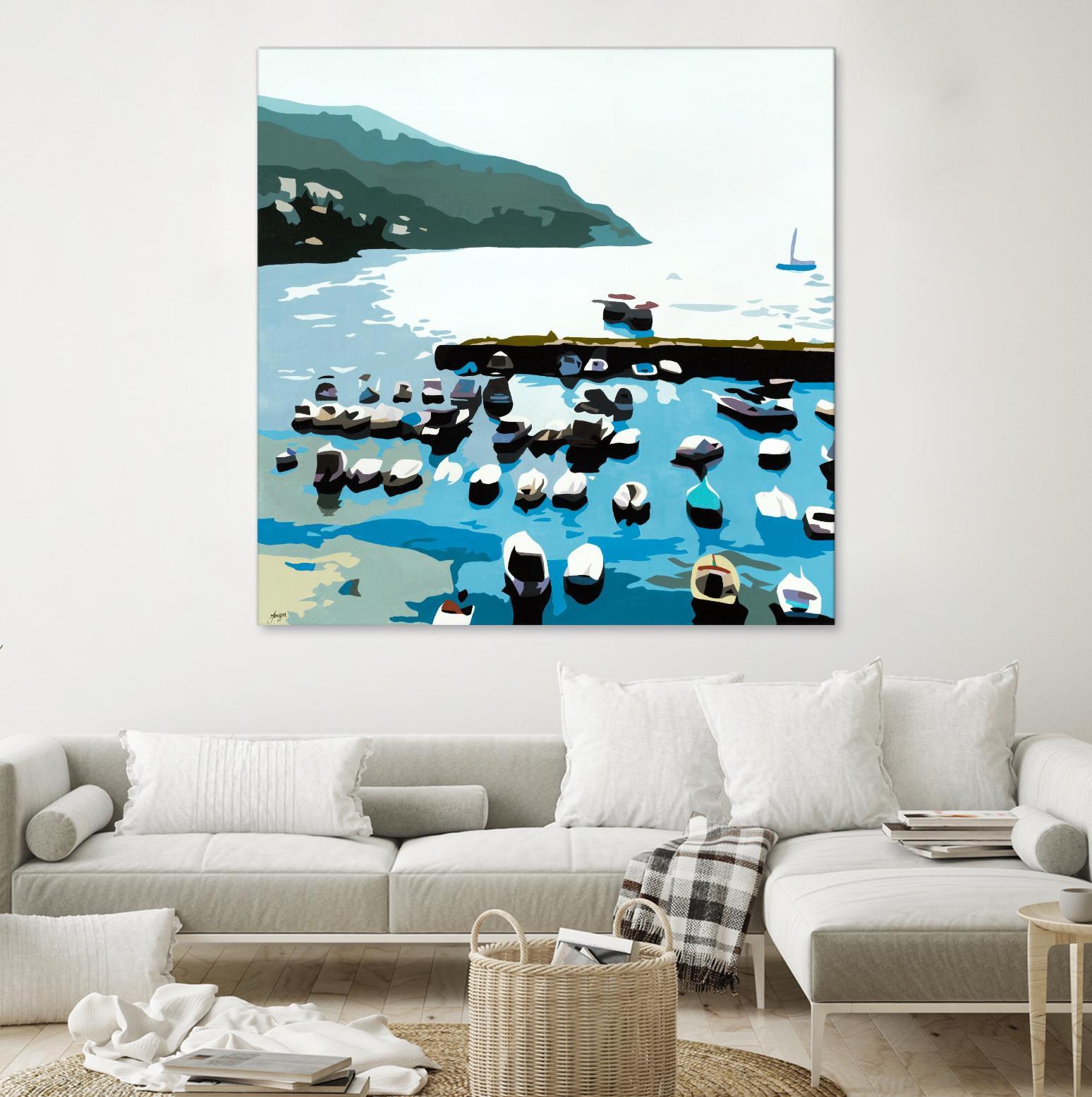 Boats by Beth Ann Lawson on GIANT ART - blues coastal ocean