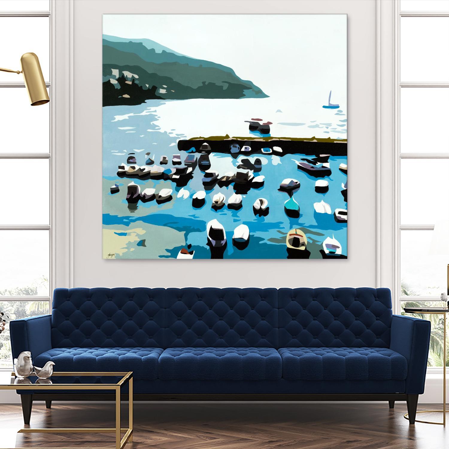 Boats by Beth Ann Lawson on GIANT ART - blues coastal ocean