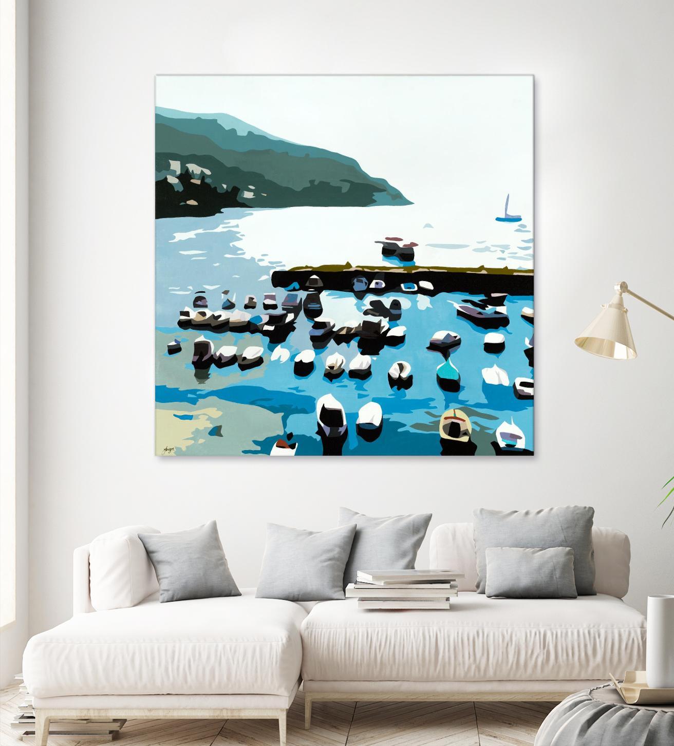 Boats by Beth Ann Lawson on GIANT ART - blues coastal ocean