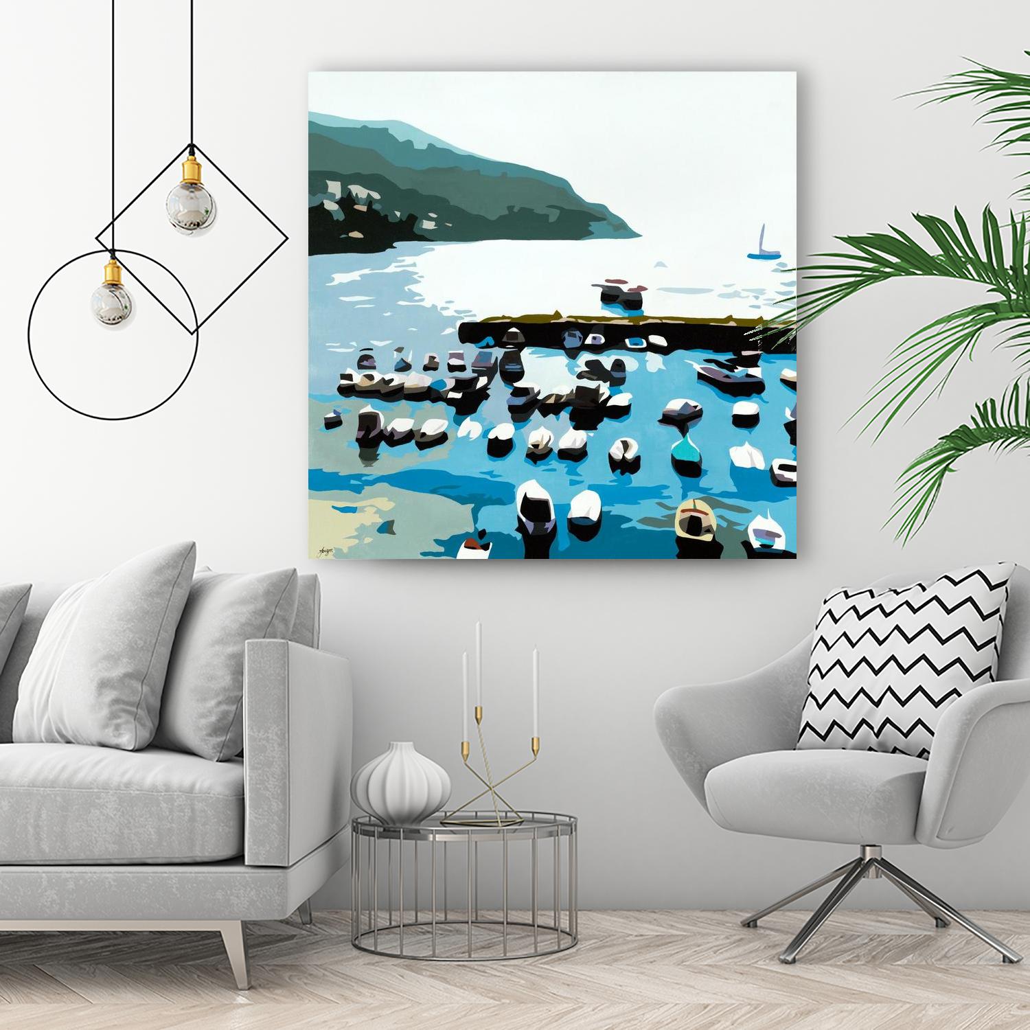 Boats by Beth Ann Lawson on GIANT ART - blues coastal ocean