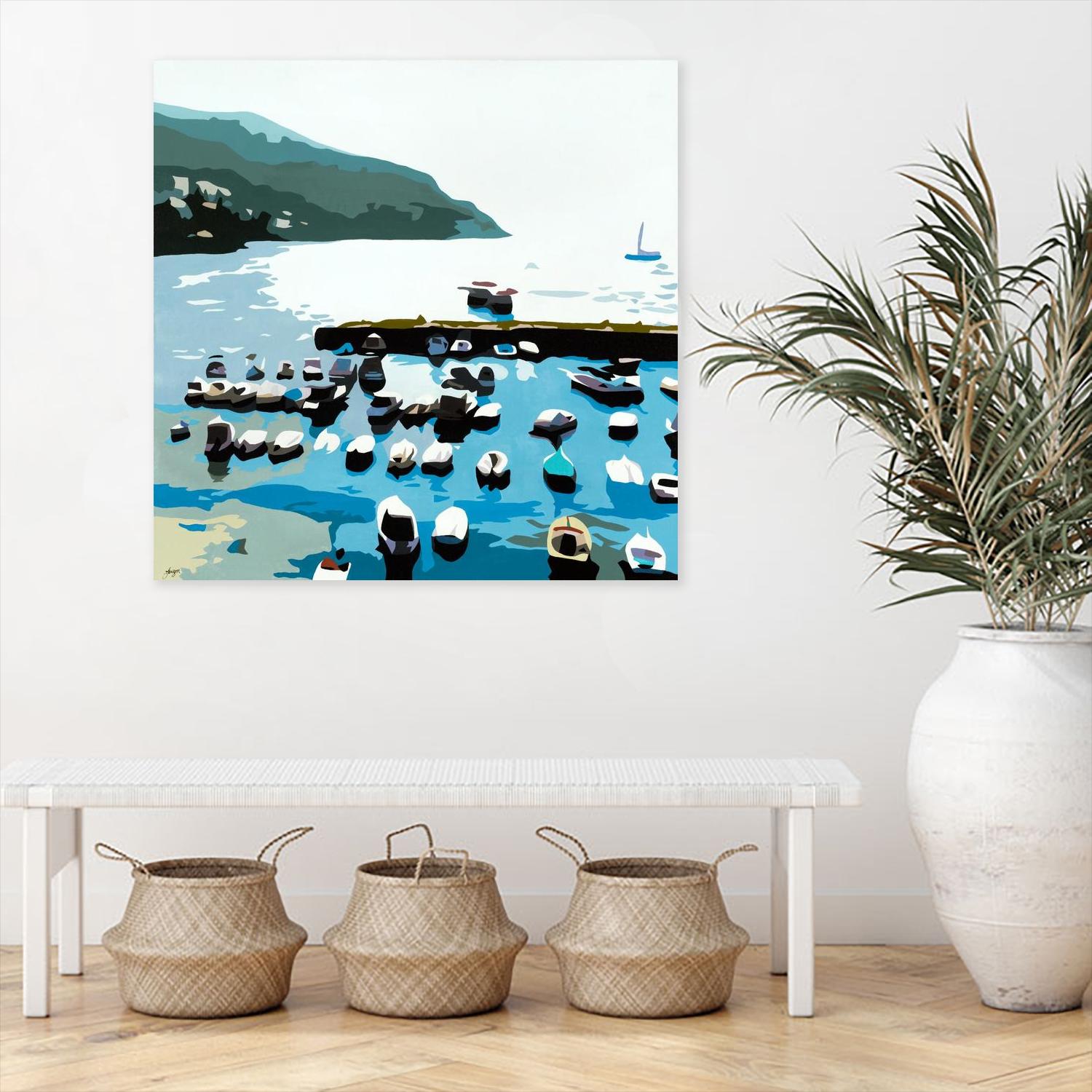 Boats by Beth Ann Lawson on GIANT ART - blues coastal ocean