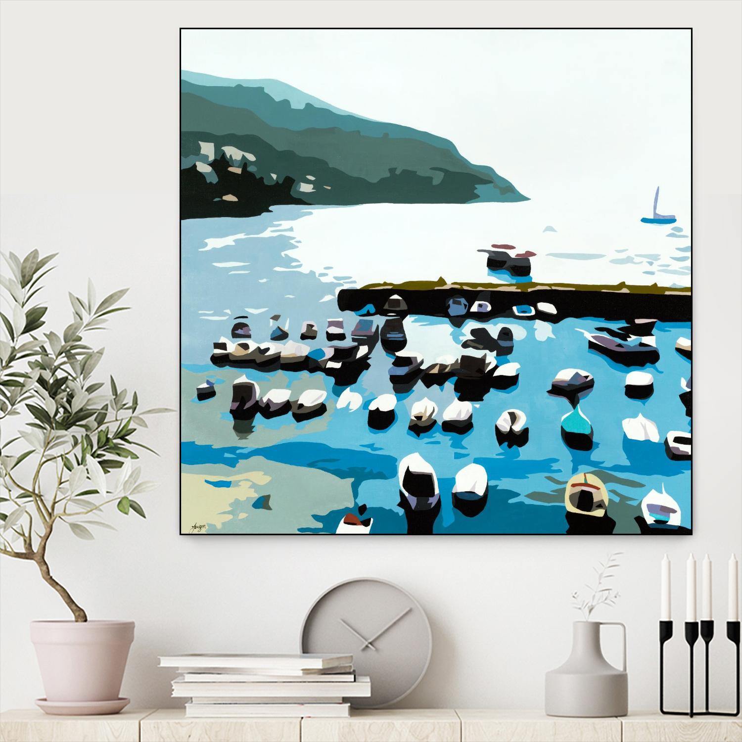 Boats by Beth Ann Lawson on GIANT ART - blues coastal ocean