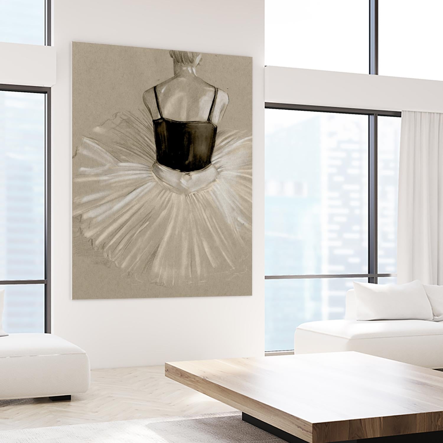 Black Leotard II by Jennifer Paxton Parker on GIANT ART - beige black & white ballerina