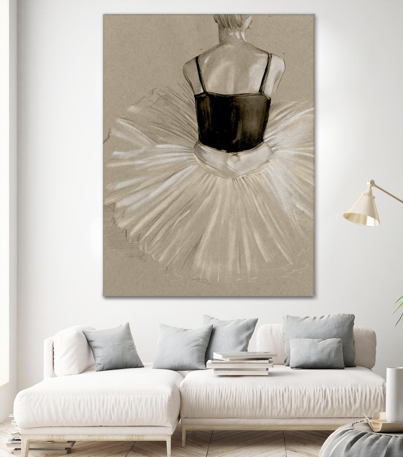 Black Leotard II by Jennifer Paxton Parker on GIANT ART - beige black & white ballerina